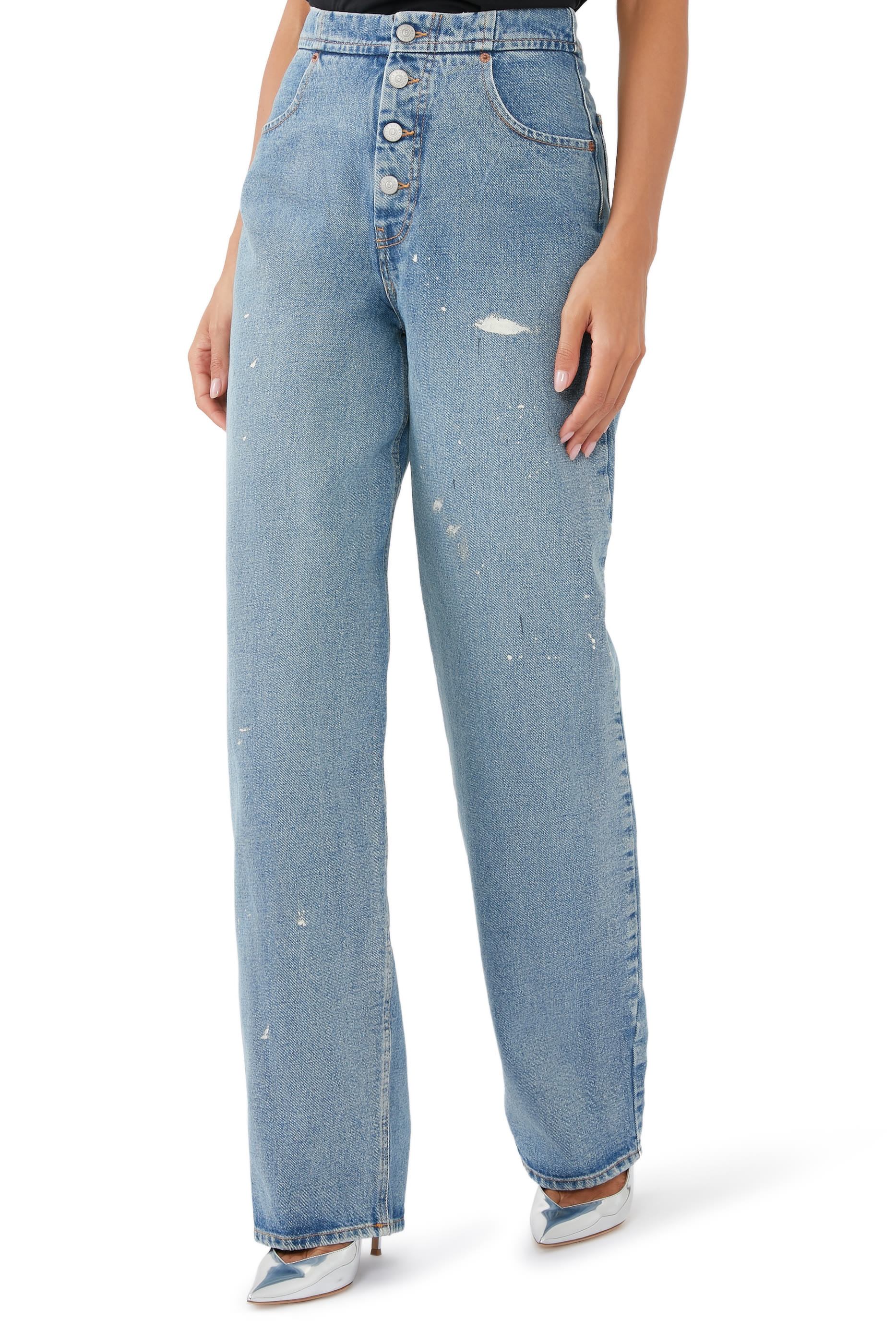 Five-Pocket Design Relaxed Jeans