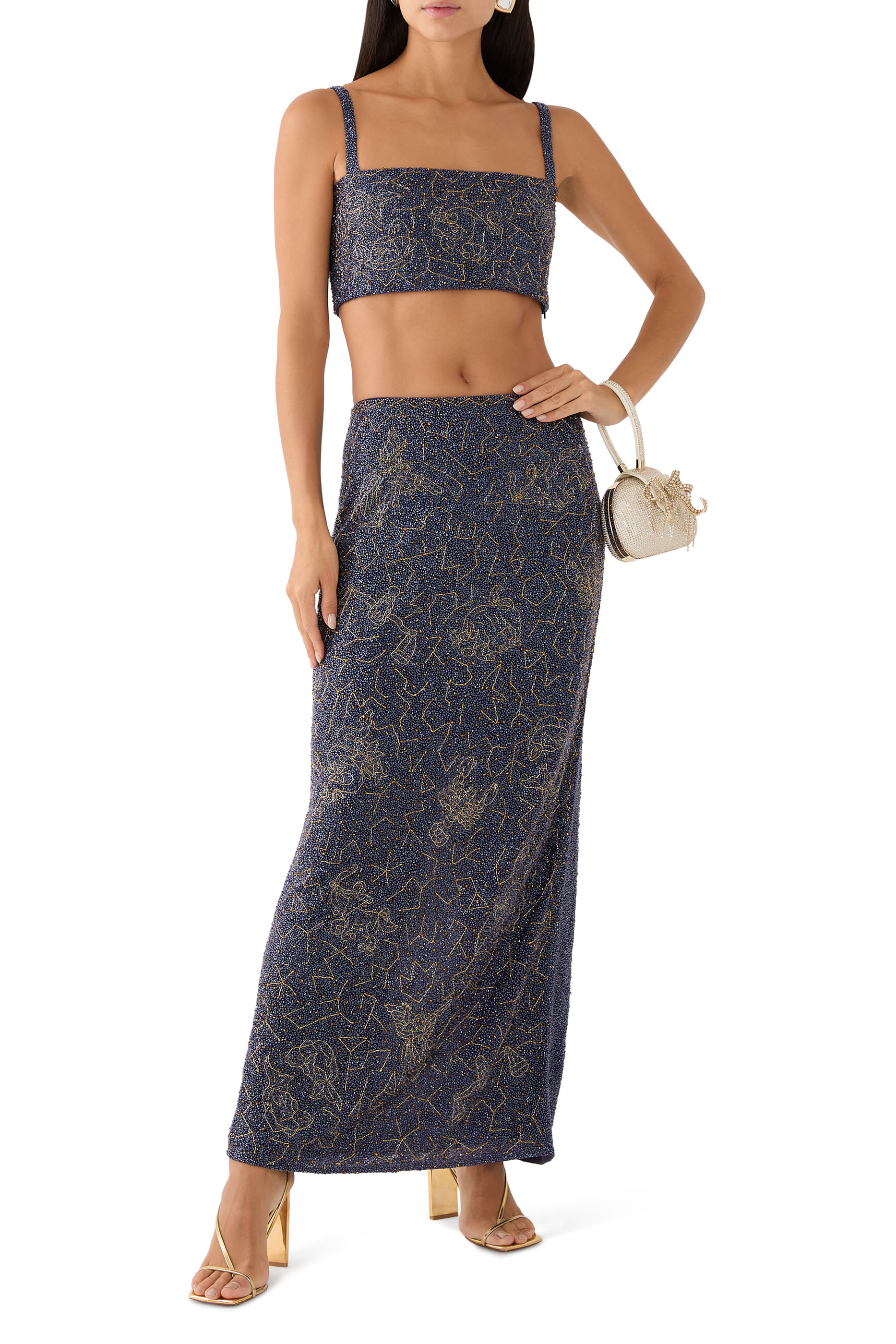 Zodiac Beaded Maxi Skirt