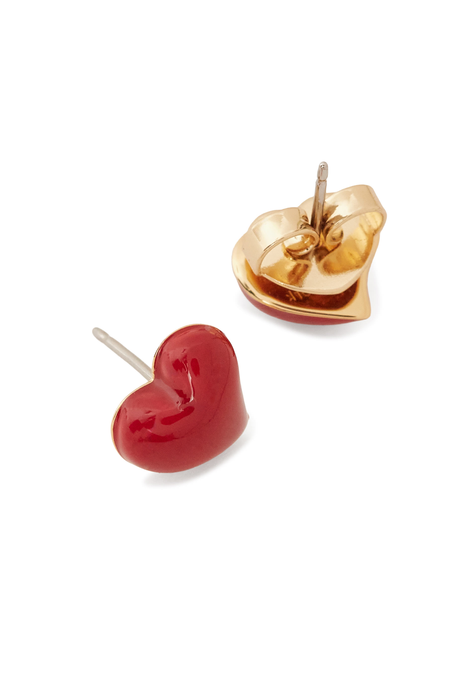 Amour Stud Earrings, Plated Metal & Enamel