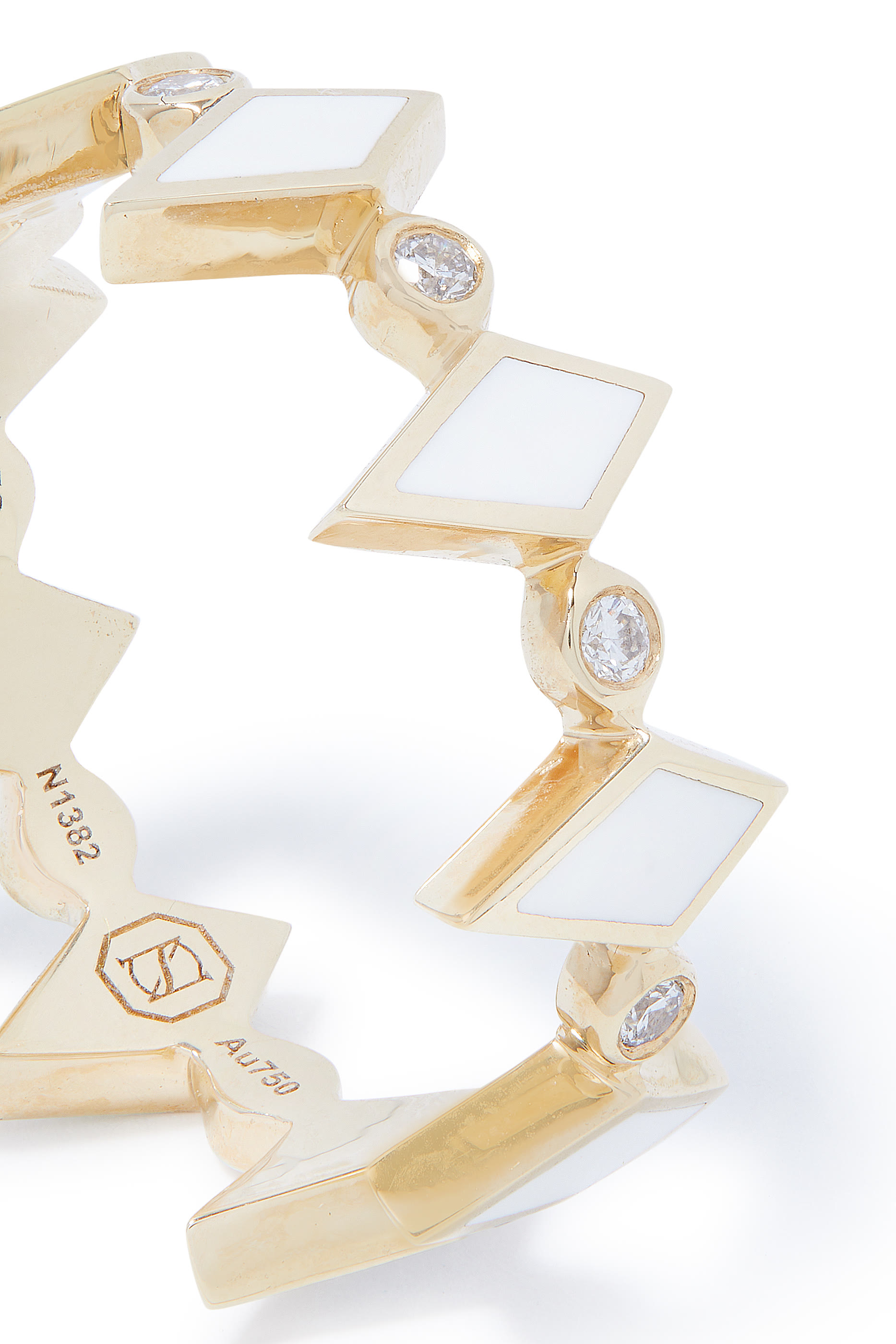 Mosaic White Enamel Ring