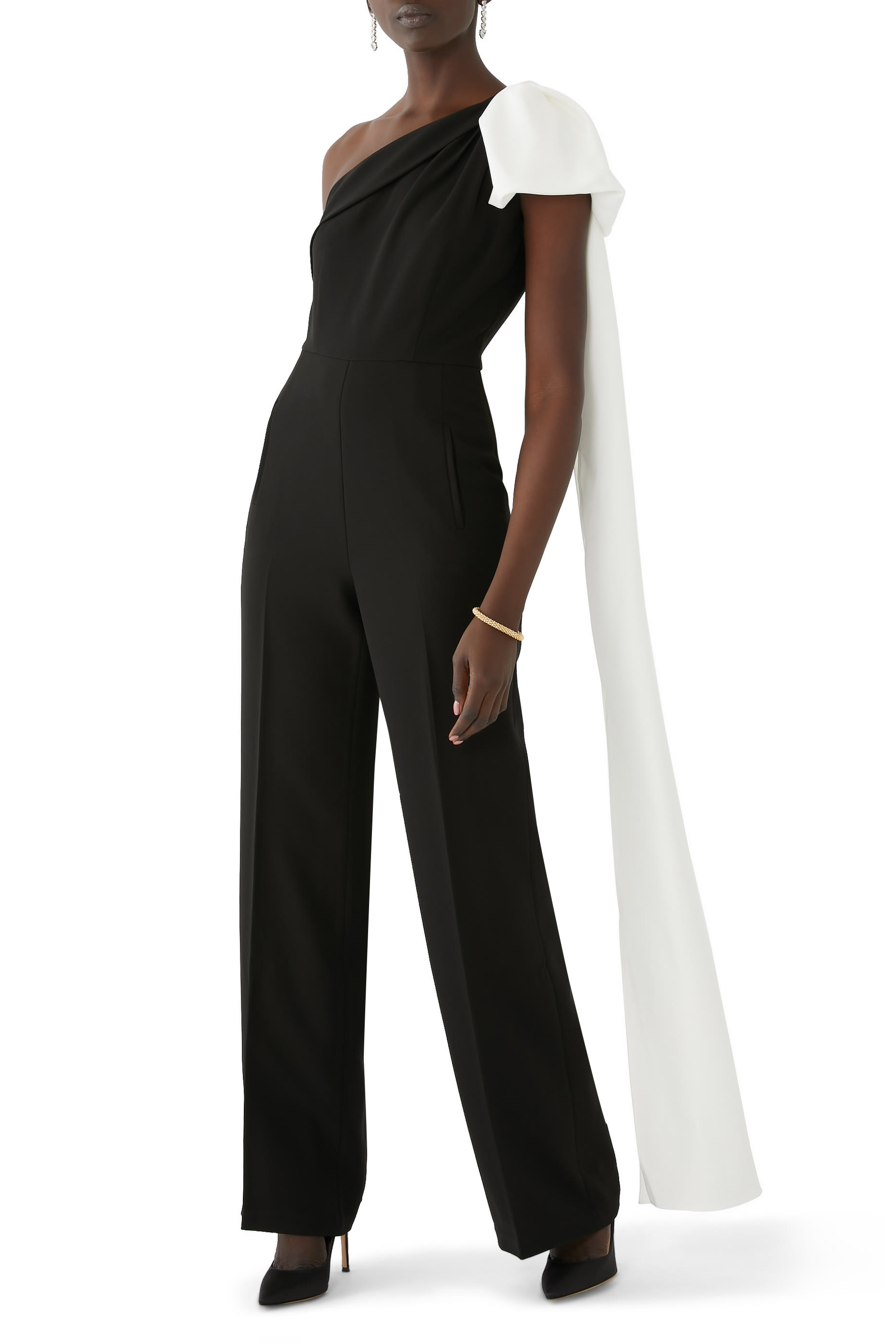 Asymmetric Bow Stretch Cady Jumpsuit