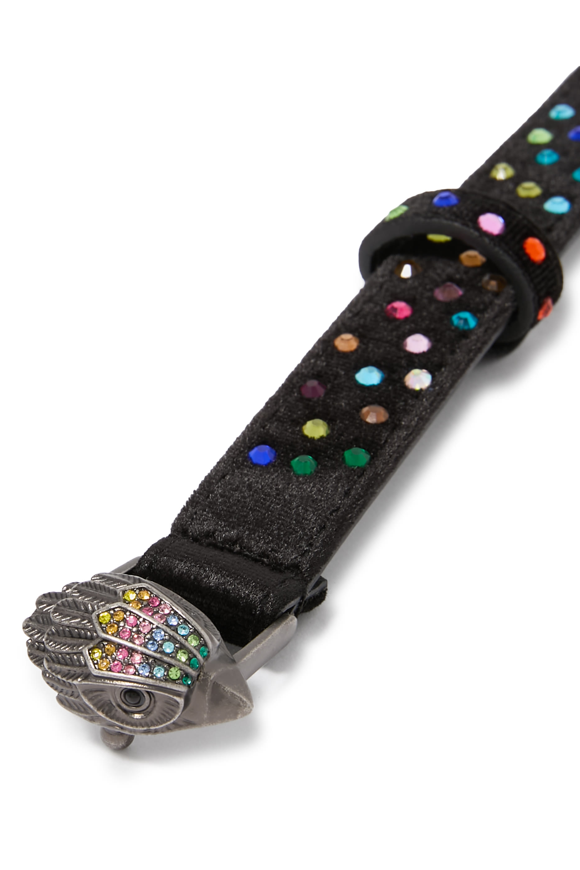 Velvet Crystal-Embellished Eagle Belt