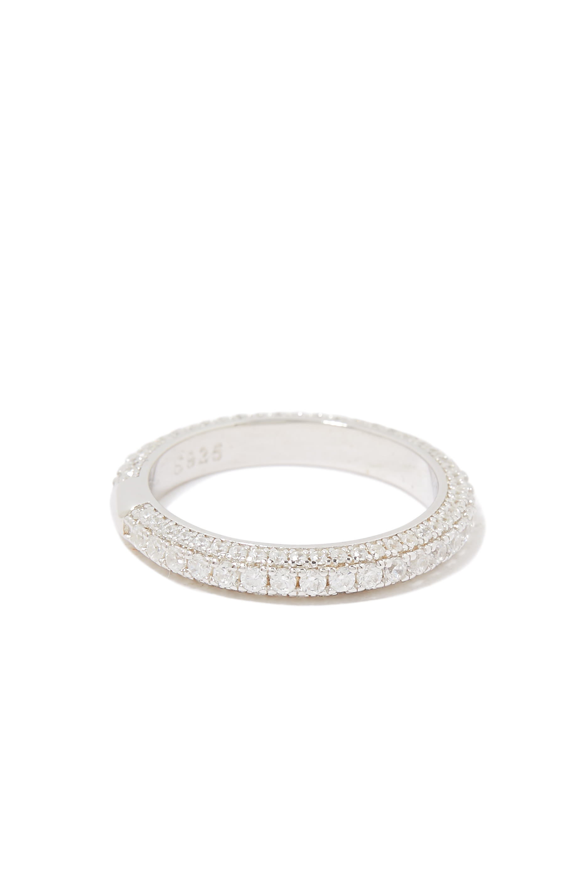 Tennis Diamond Ring, Sterling Silver with Cubic Zirconia & AAAA+