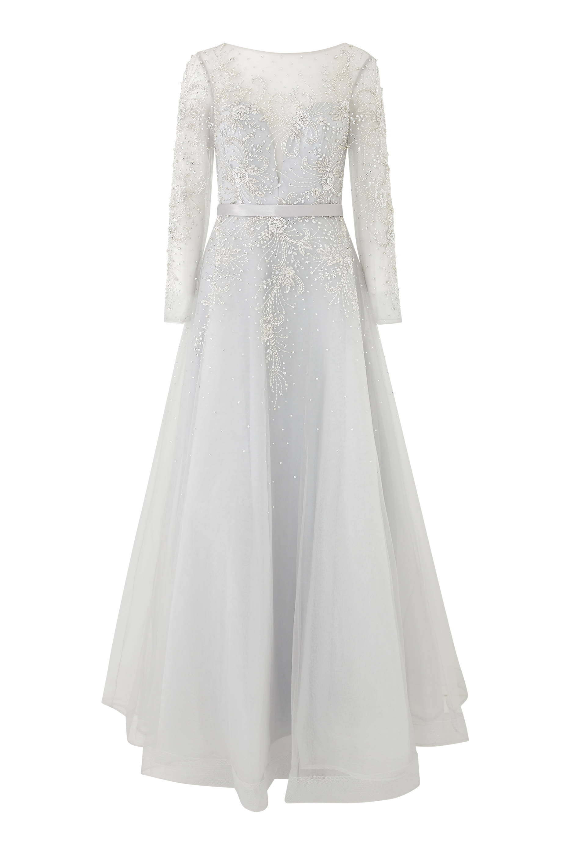 Long Sleeves Tulle Gown