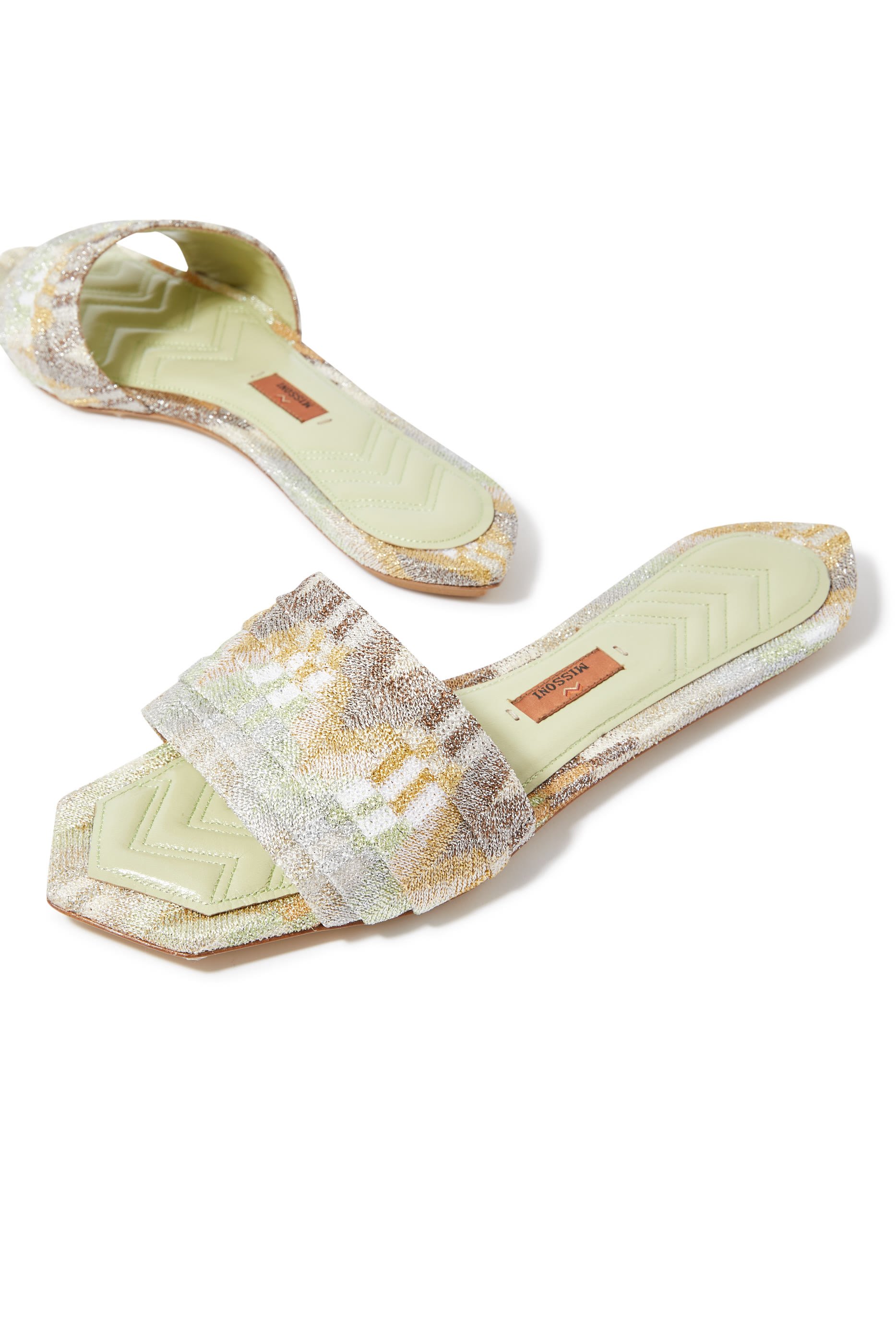 Gia Chevron Lame Raschel Slides