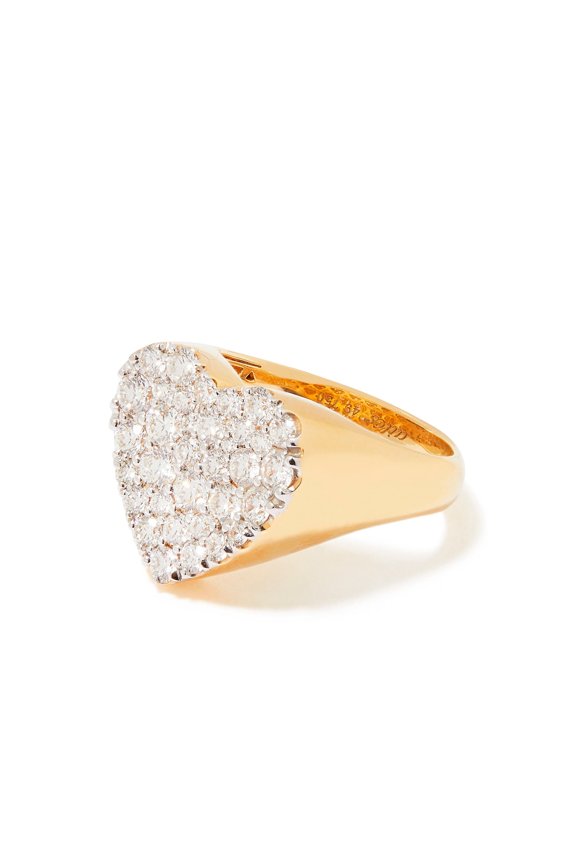 Heart Pinky Ring, 18k Yellow Gold & Diamonds