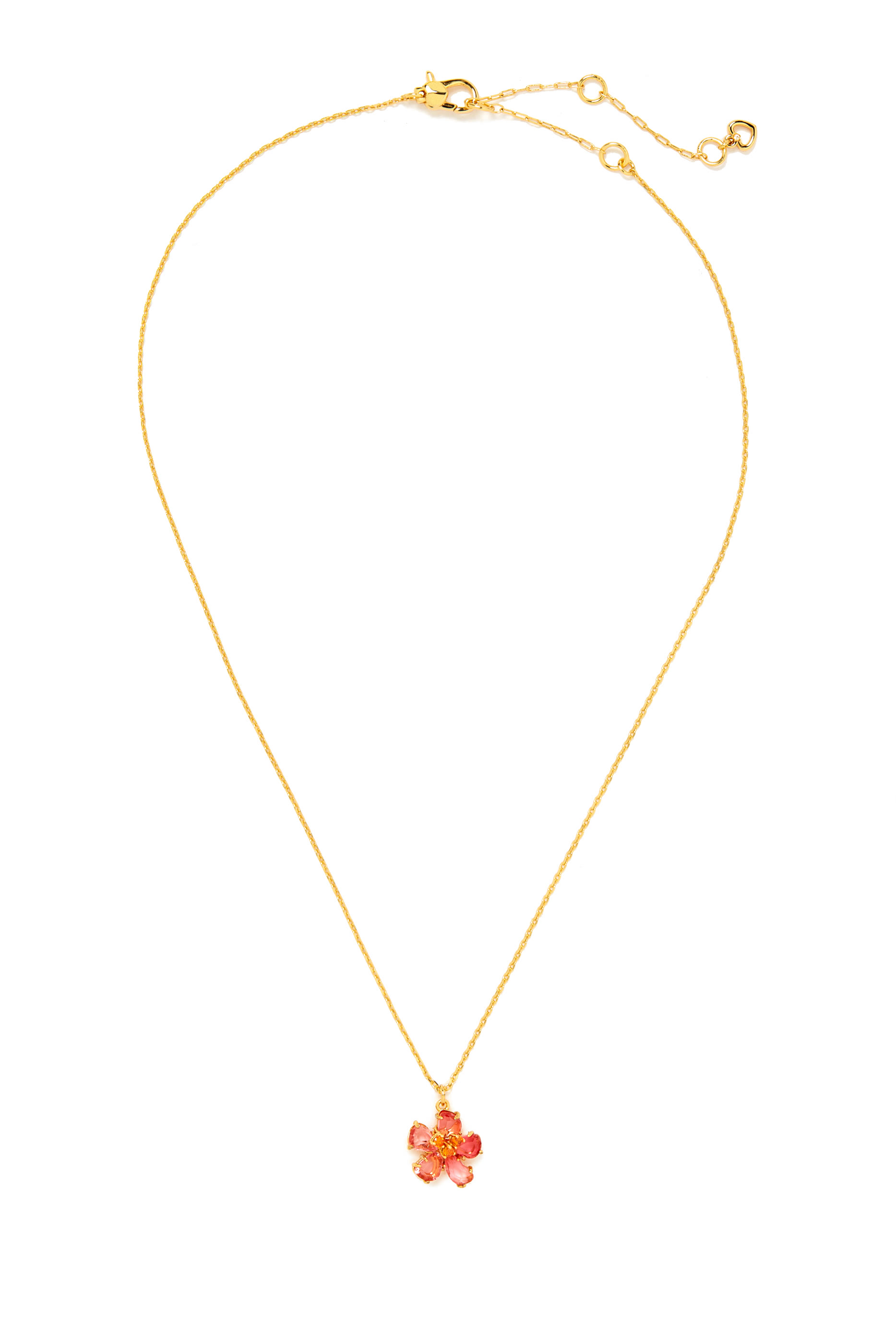 Paradise Flower Mini Pendant, Plated Metal & Cubic Zirconia, Glass Stone