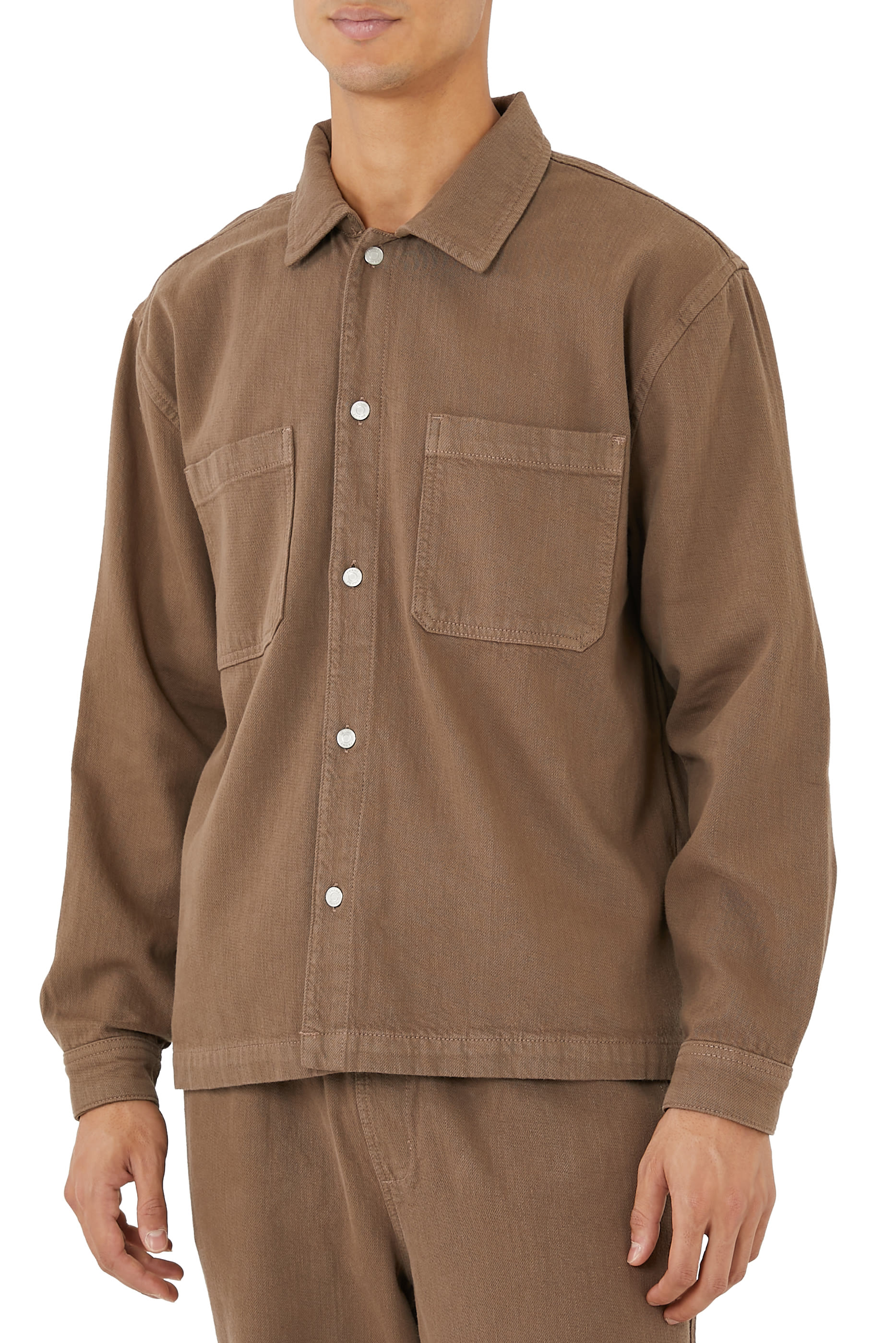 Textured Terry Double Pocket Relaxed Shirt