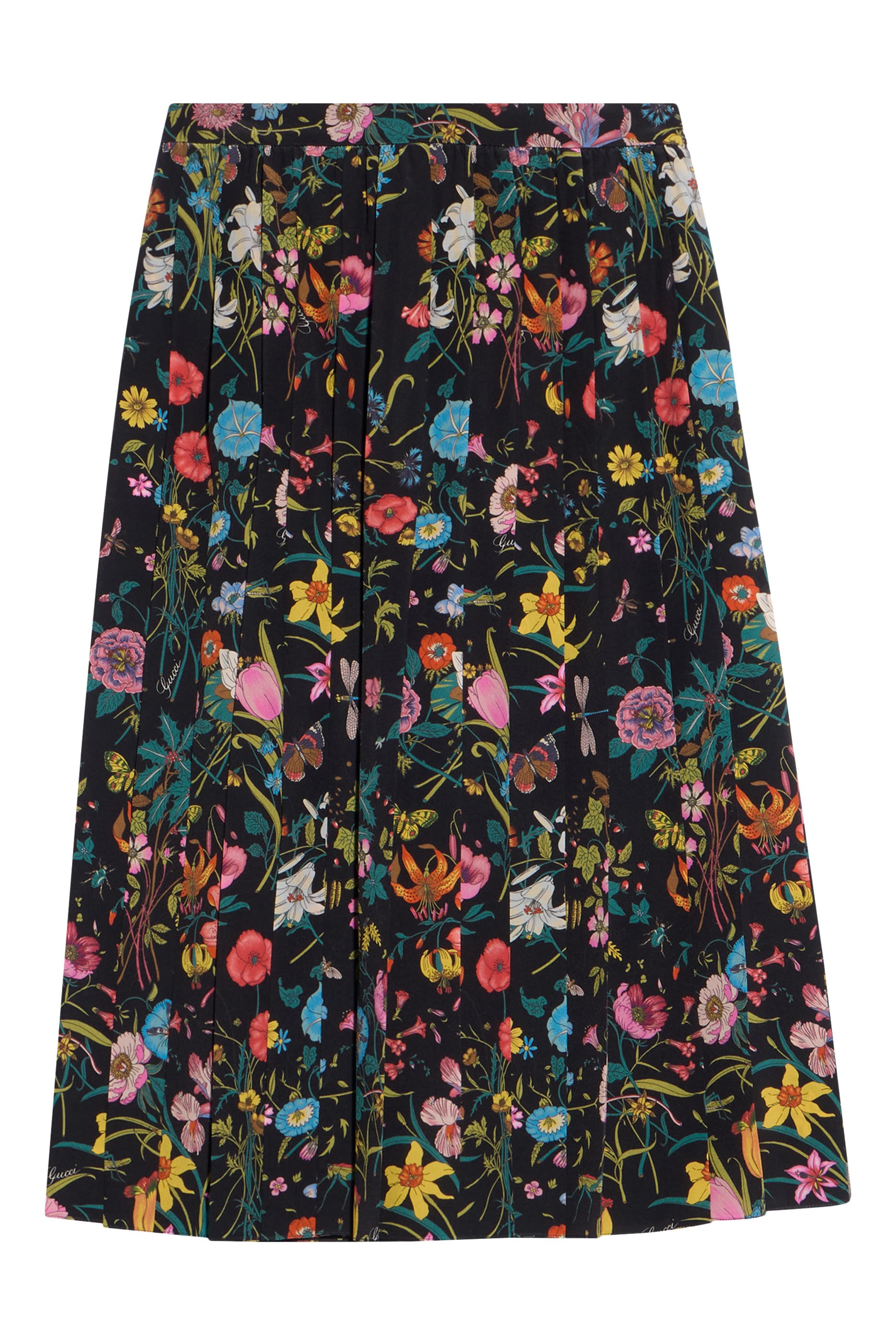 All-Over Flora Print Midi Skirt