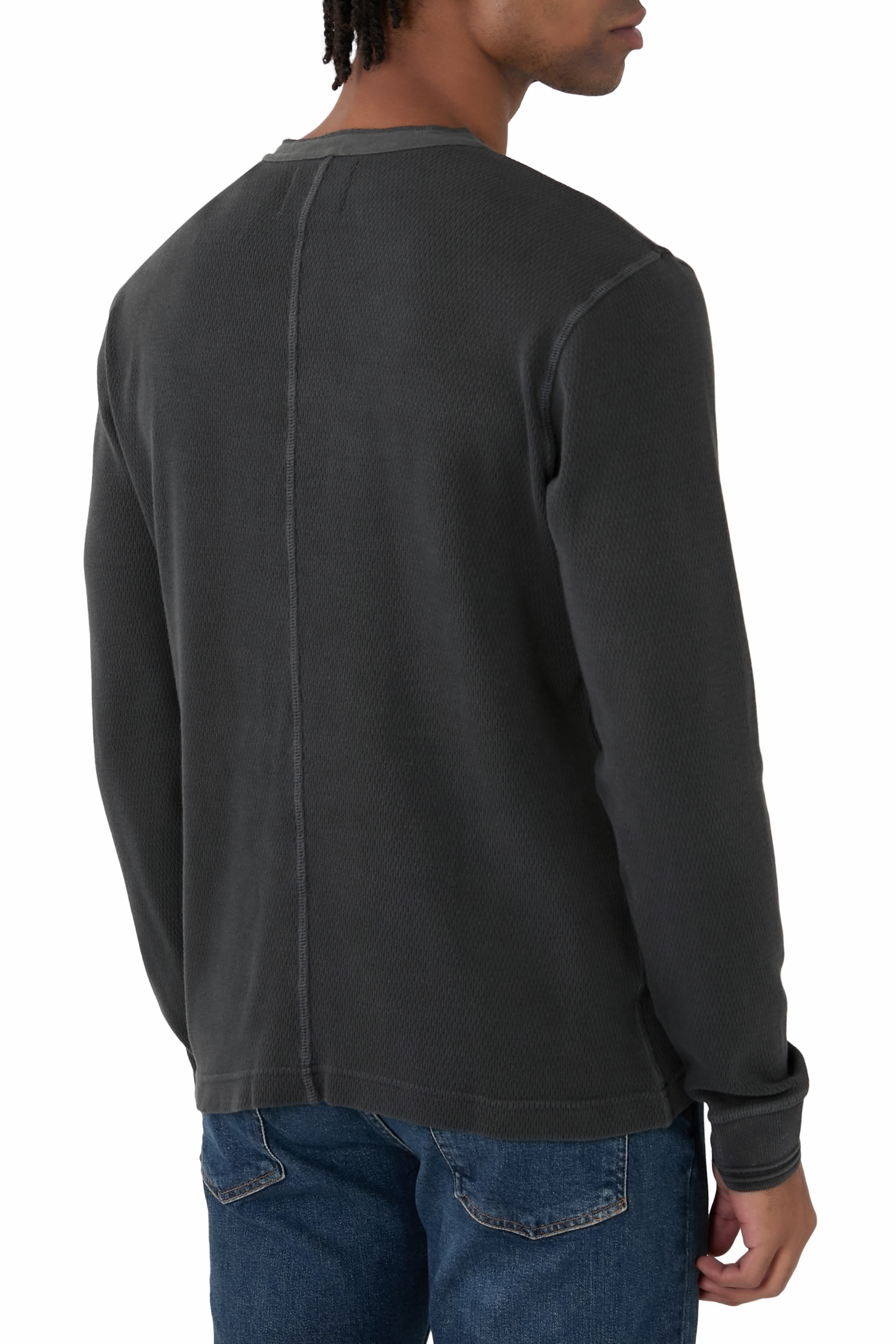 Waffle Three Button Henley