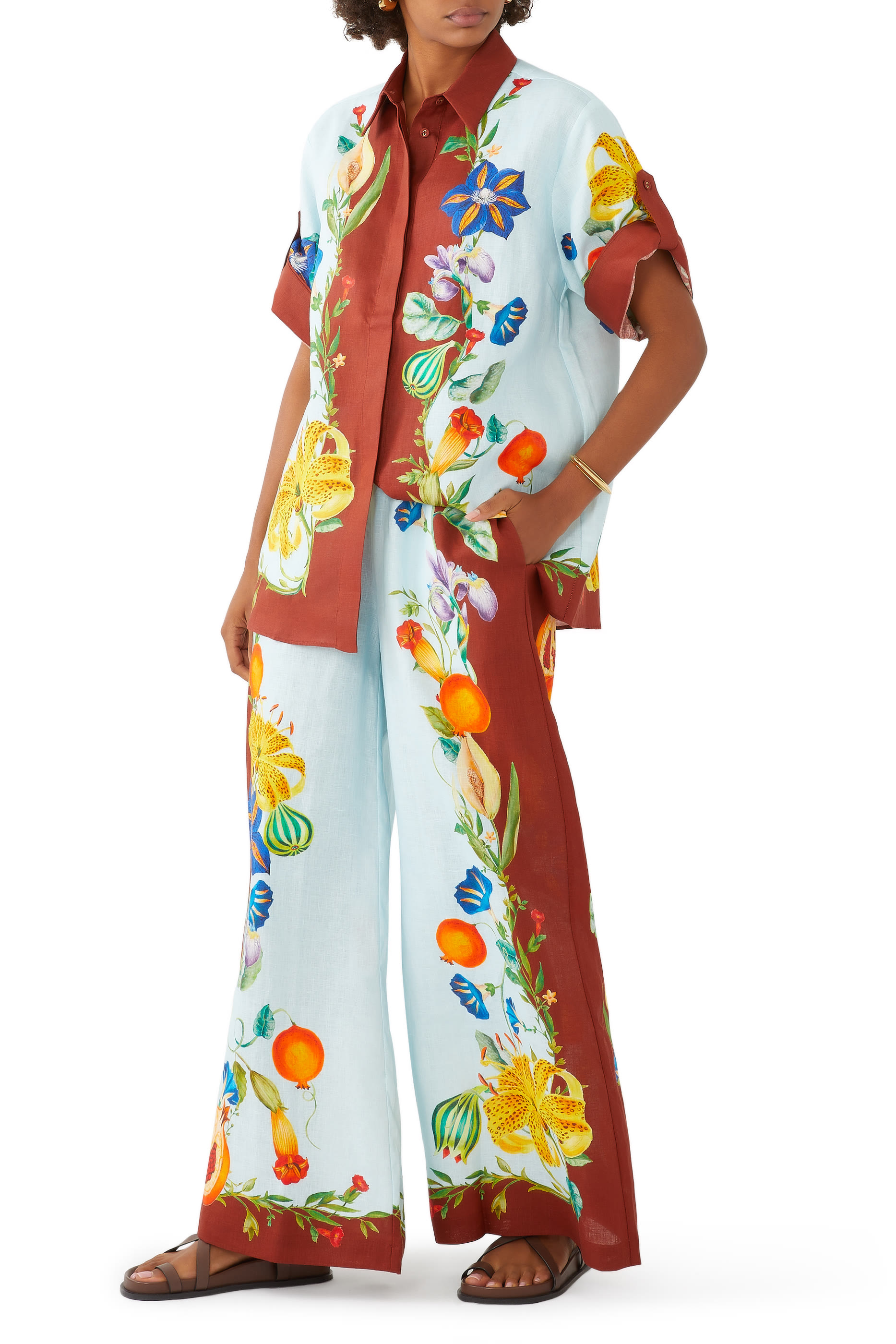 Dahlia Floral Linen Pants