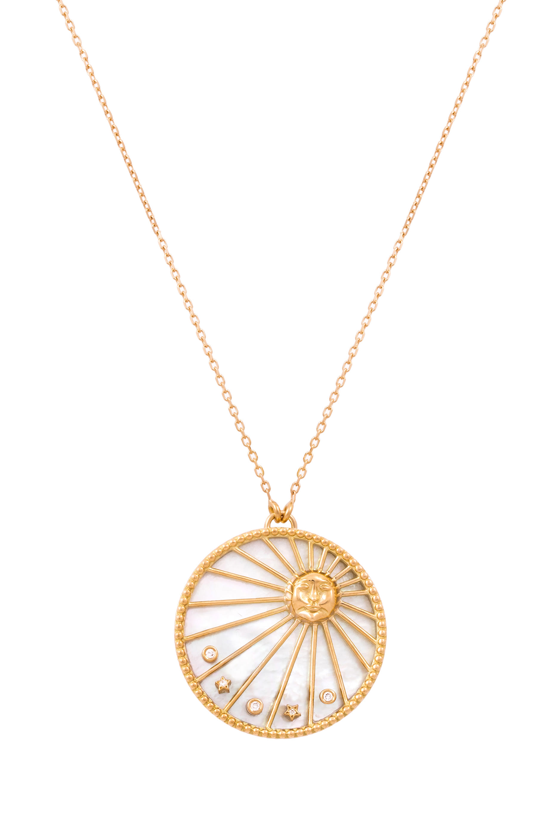 Day and Night Pendant, 18k Yellow Gold with Mother of Pearl & Diamonds