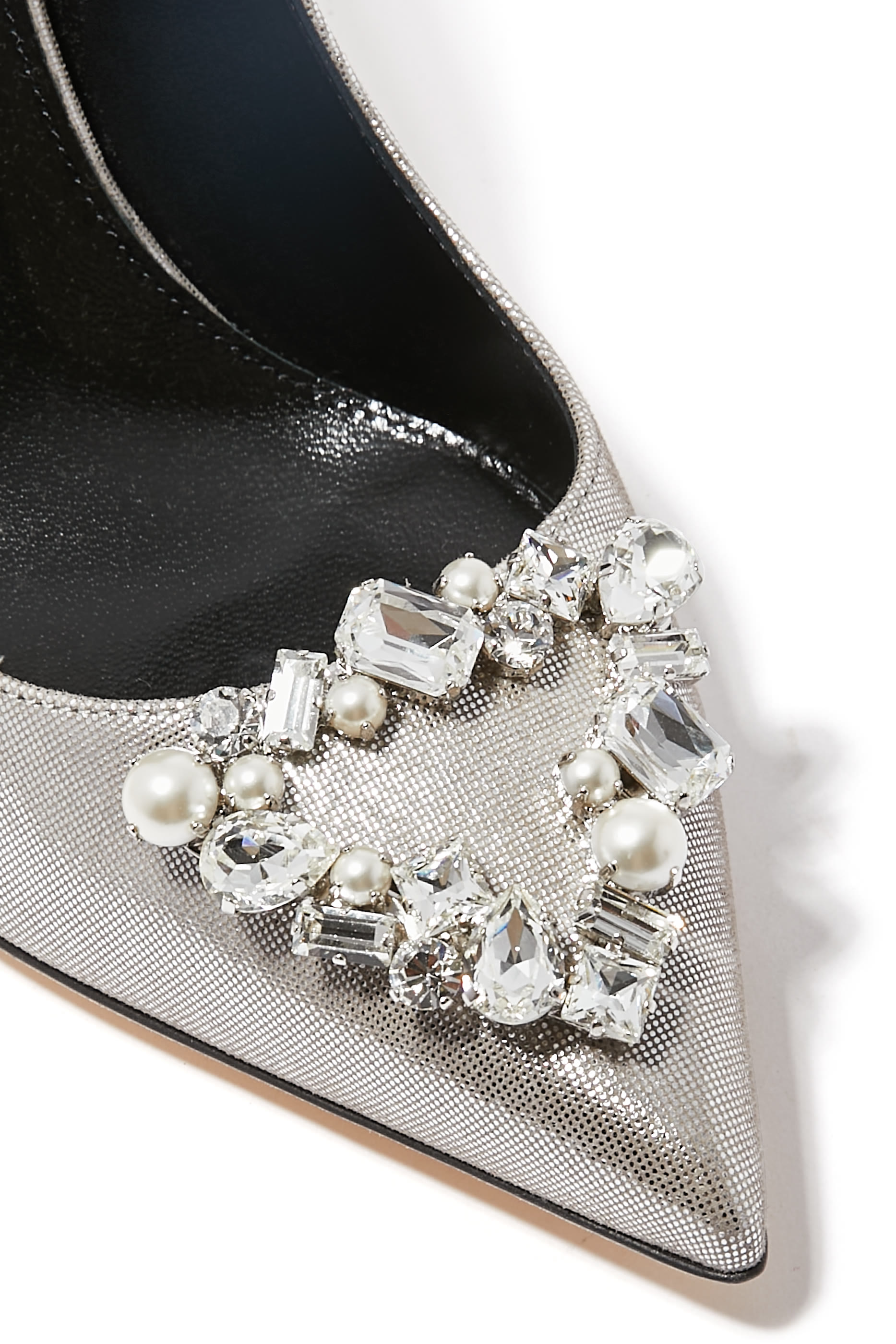 Metallic Heeled 95 Slingback Pump with Frontal Ornament