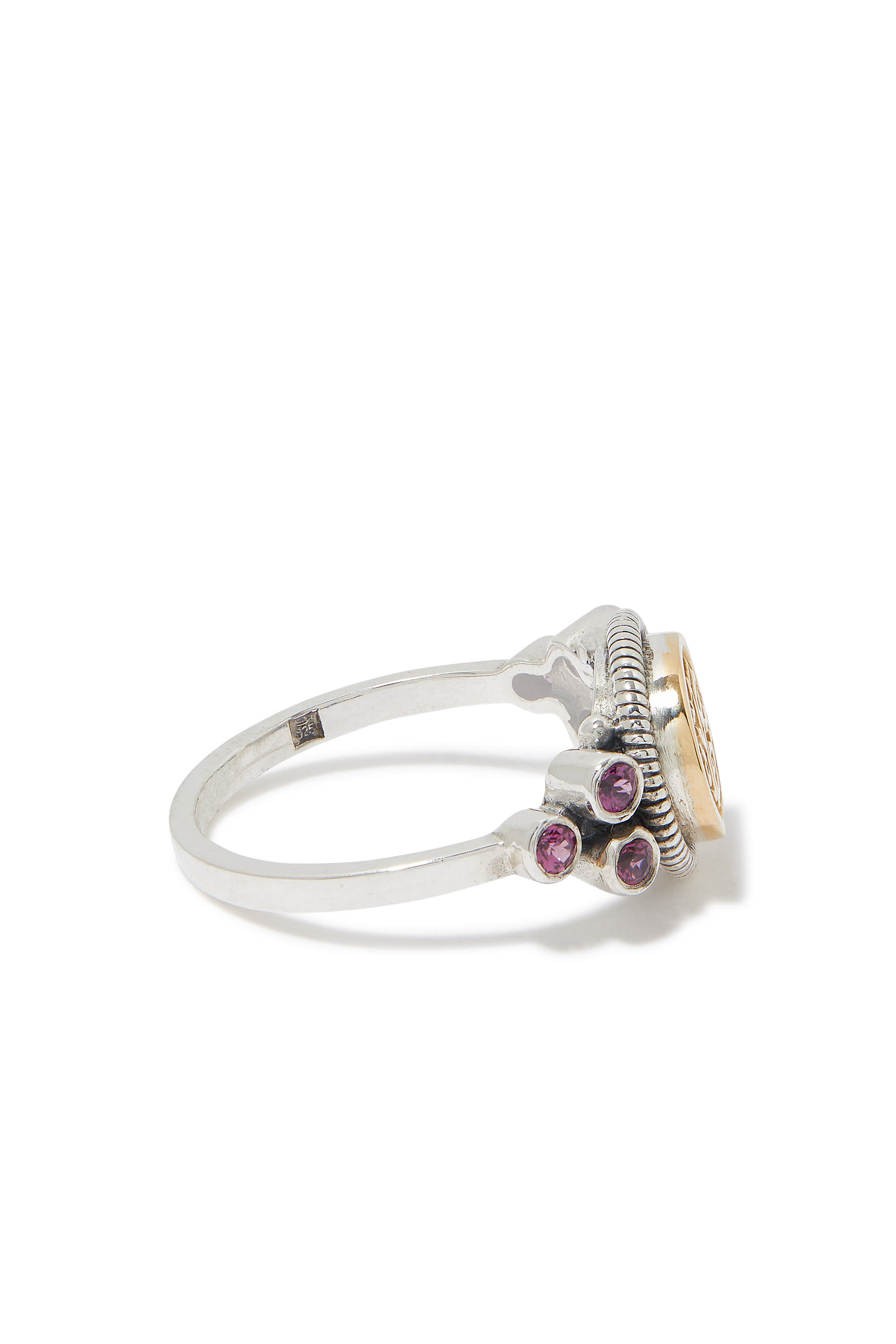 Happiness Ring, Sterling Silver & 18K Yellow Gold, Garnet