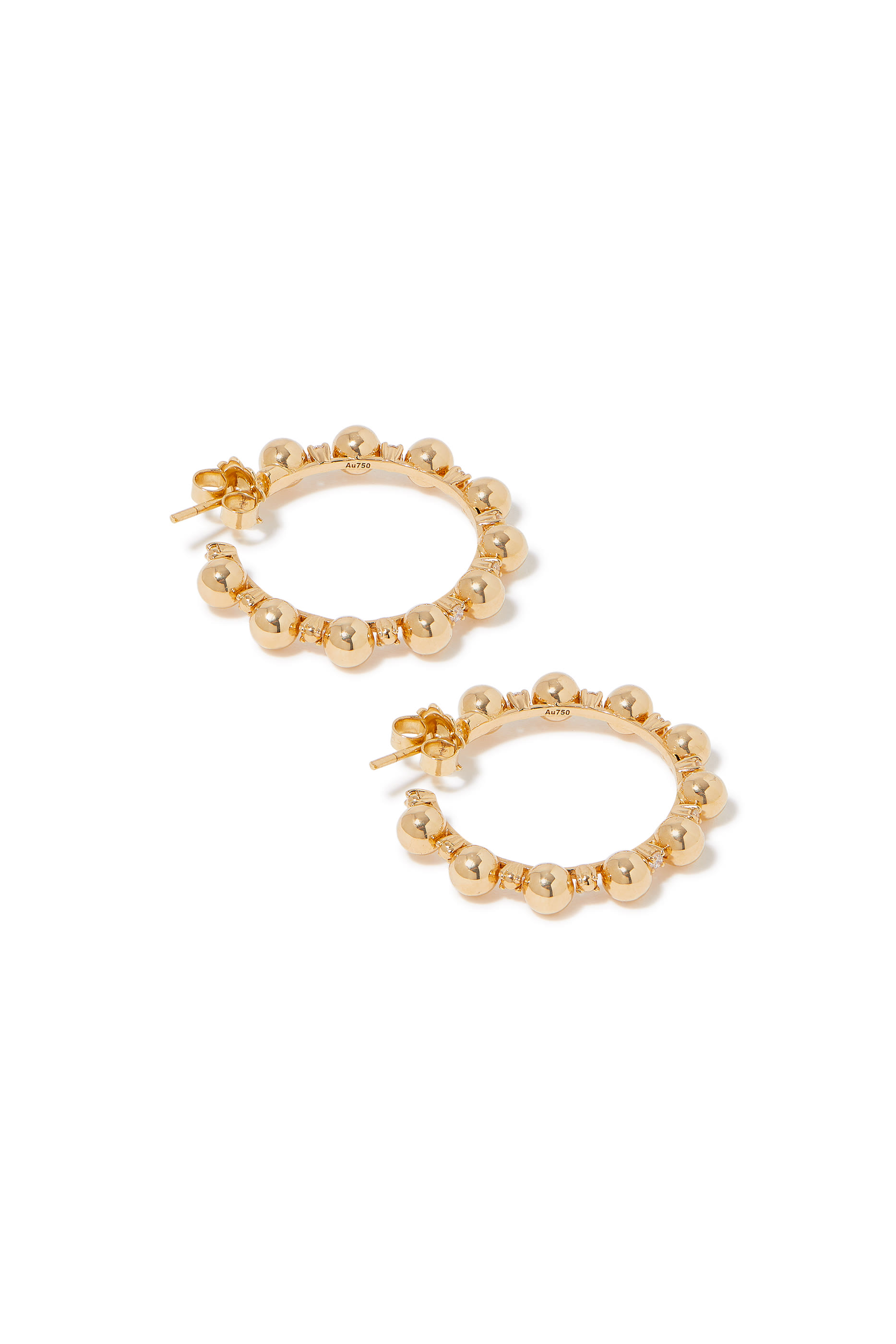 Large Gifu Hoops, 18k Yellow Gold & Diamonds