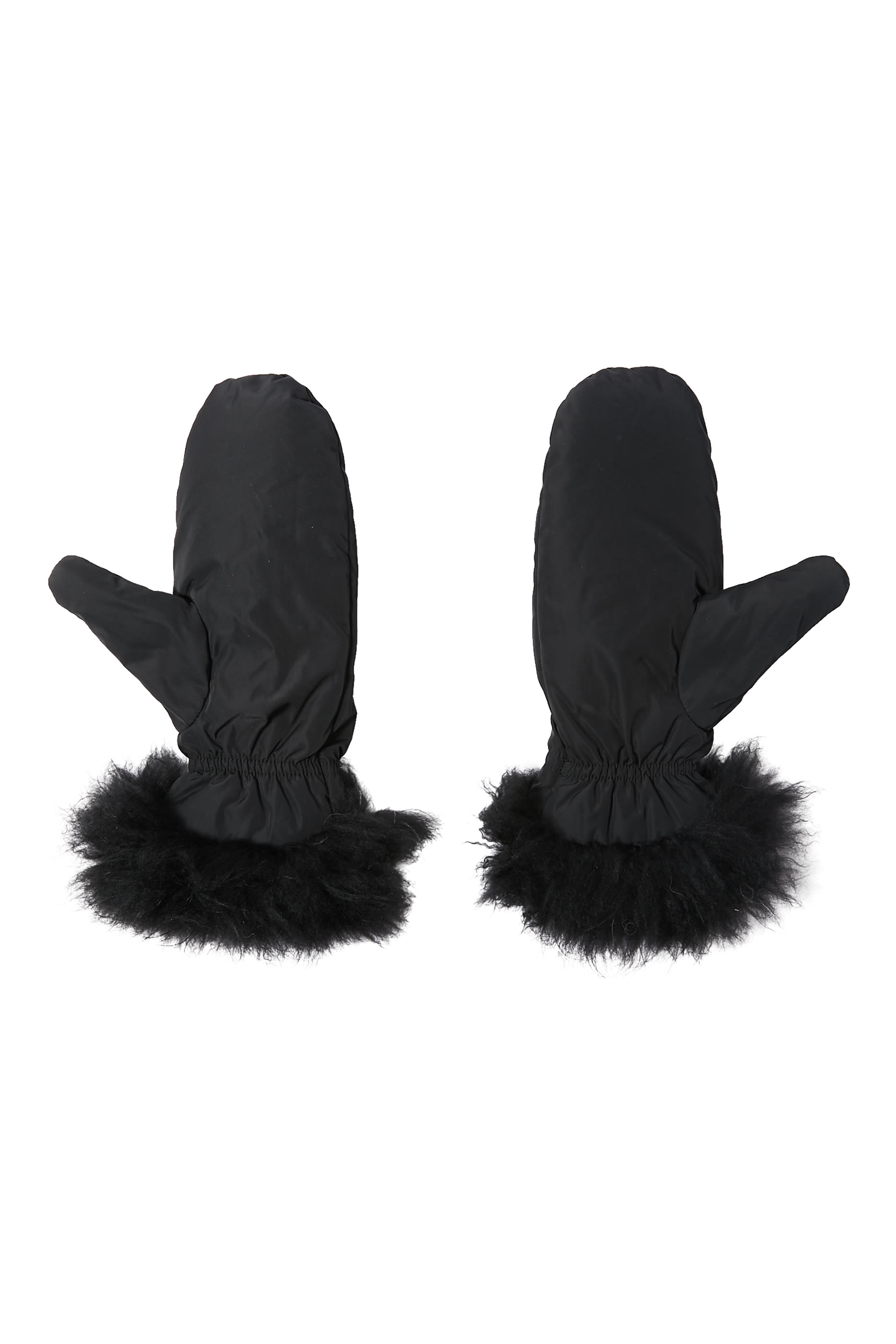 Flannel Mittens with Fox Fur Trim