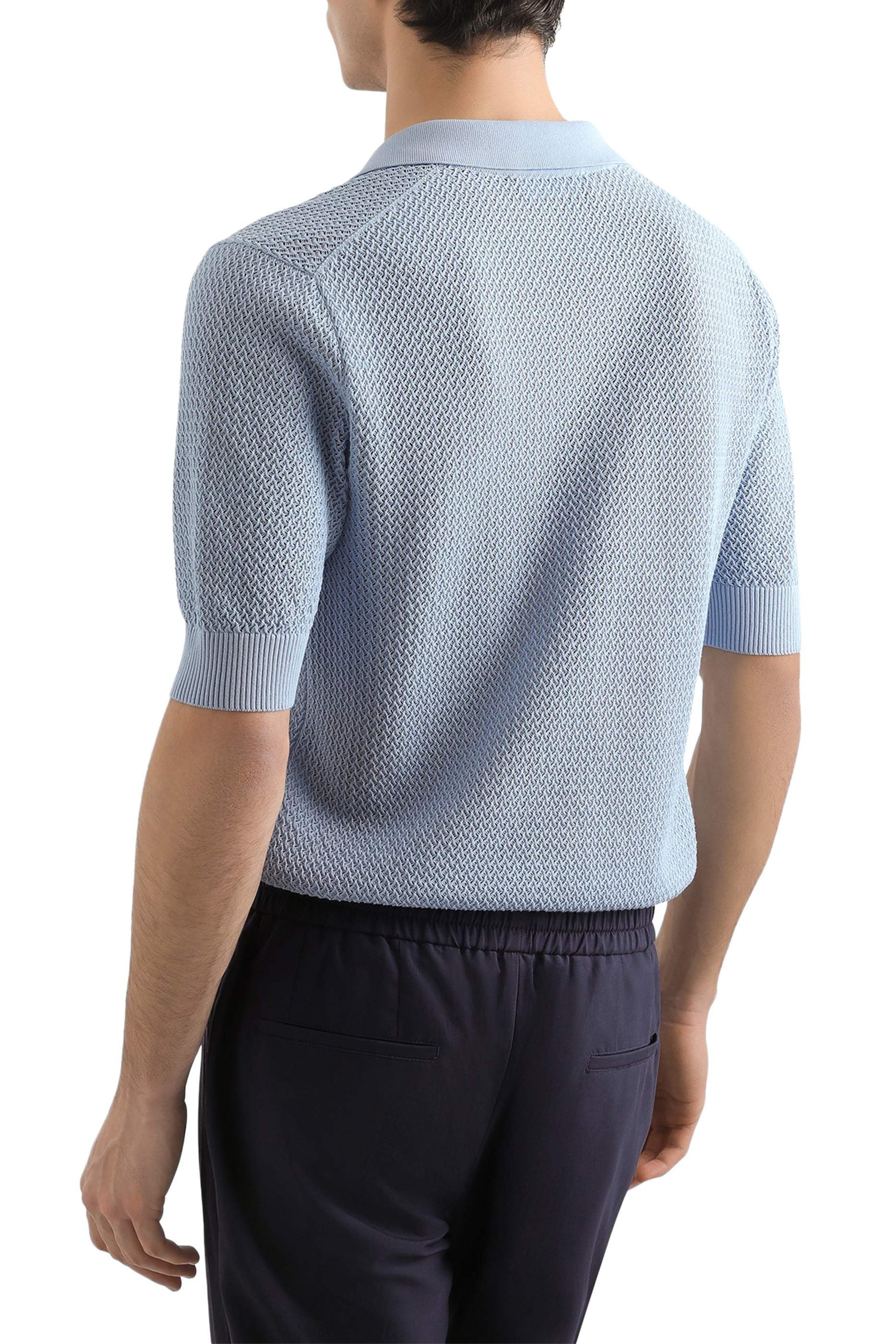 Micro-Pattern Cotton Polo Shirt