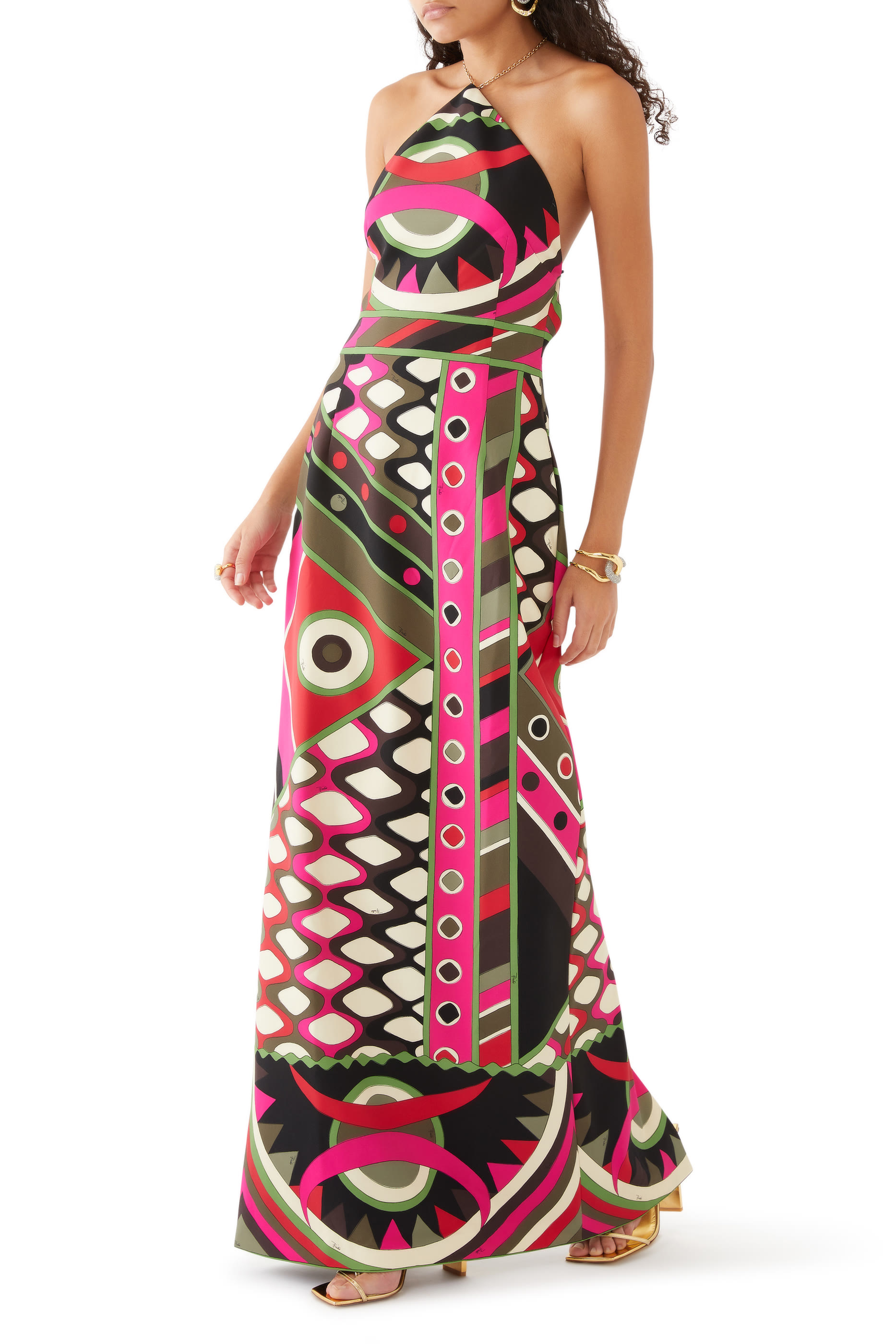 Vivara-Print Halterneck Dress