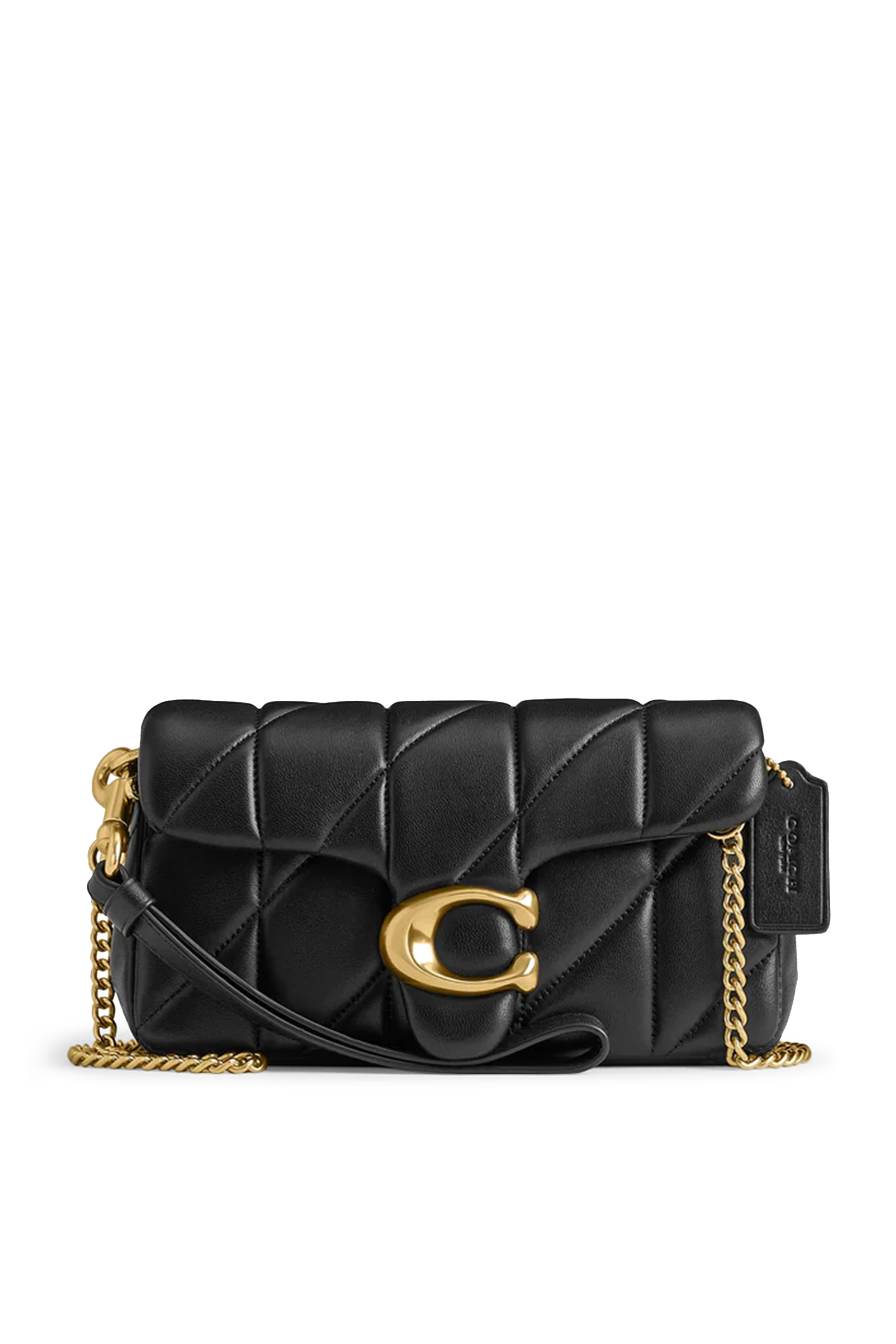 Quilted Pillow Leather Tabby Wristlet With Chain