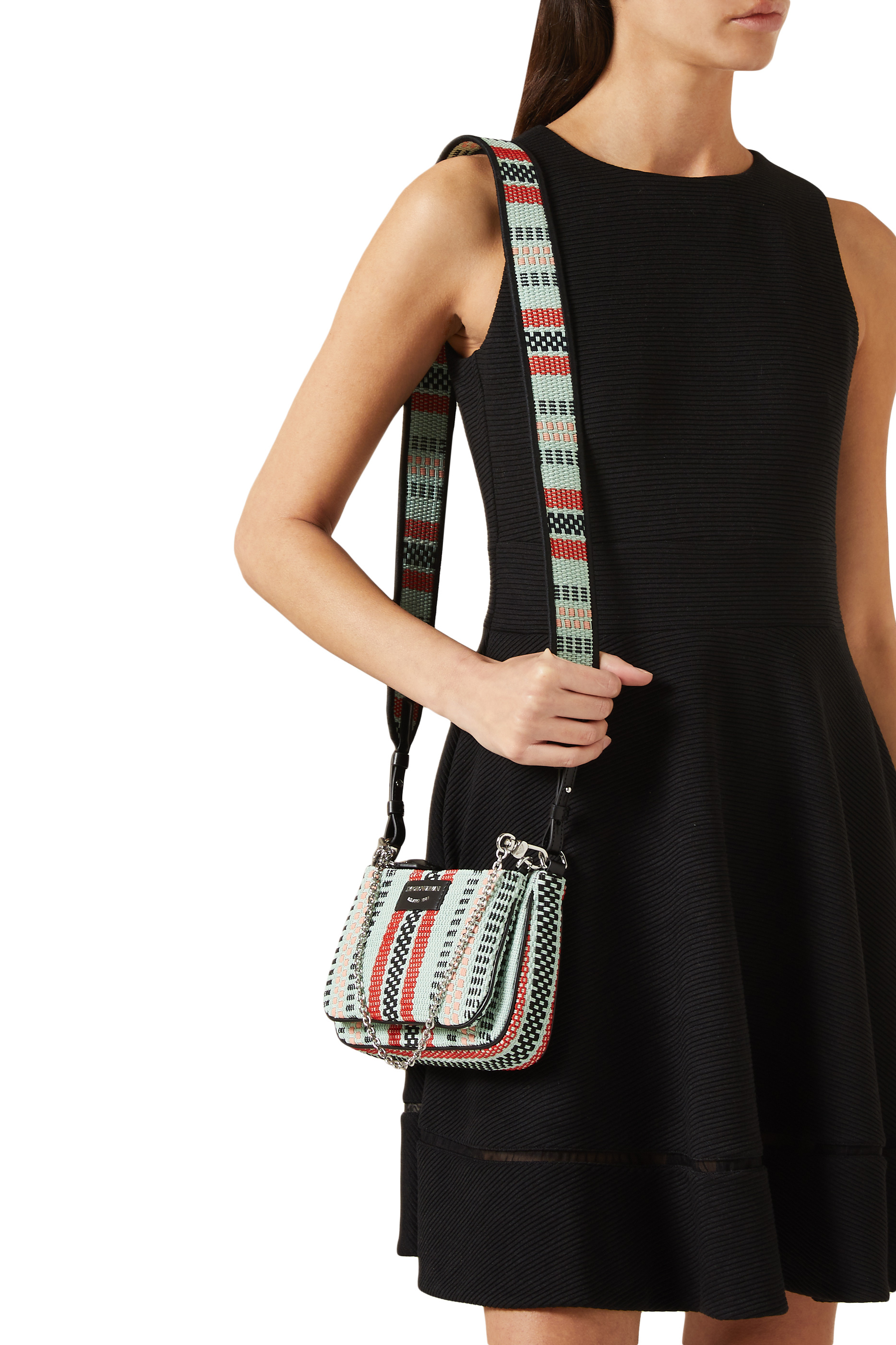 Basketweave Double Mini Shoulder Bag