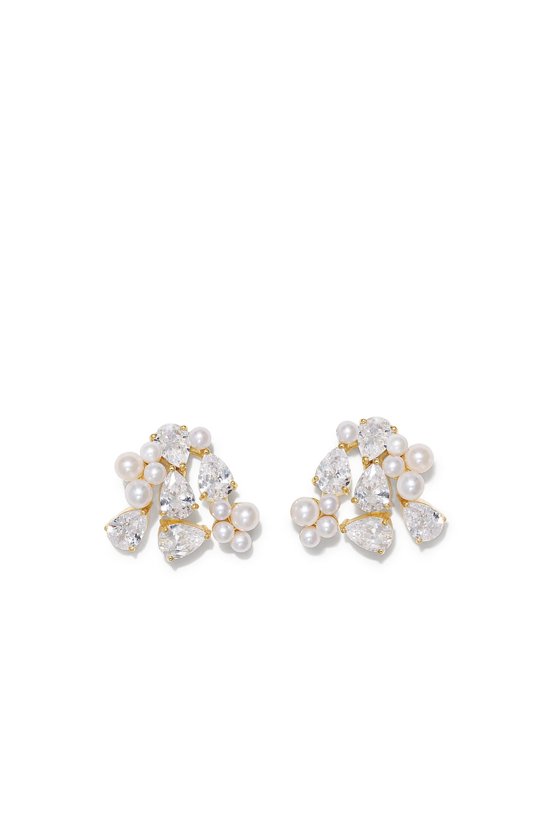 Breaths We Dare To Take Earrings, Recycled Sterling Silver Plated in 18k Yellow Gold Vermeil with Freshwater Pearl &  Zirconia