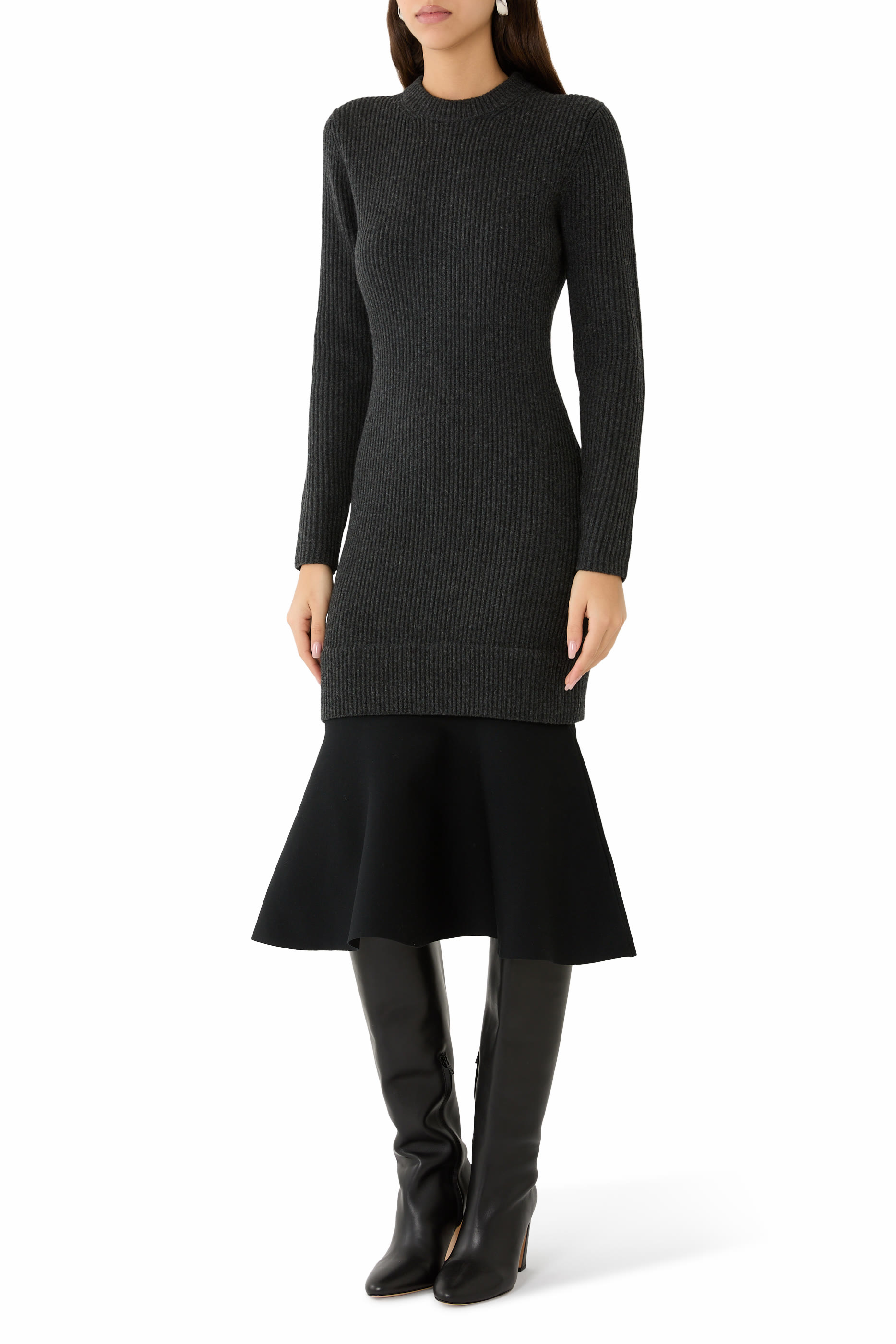 Ribbed Long-Sleeve Dress