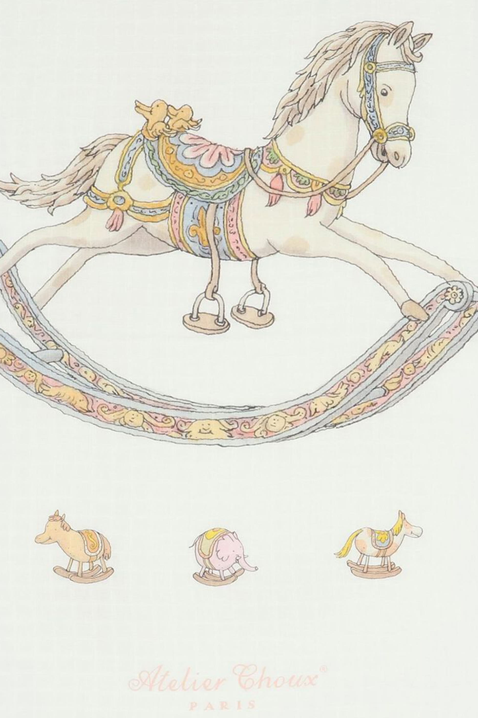 Kids Rocking Horse Carre & Satin Bib Set