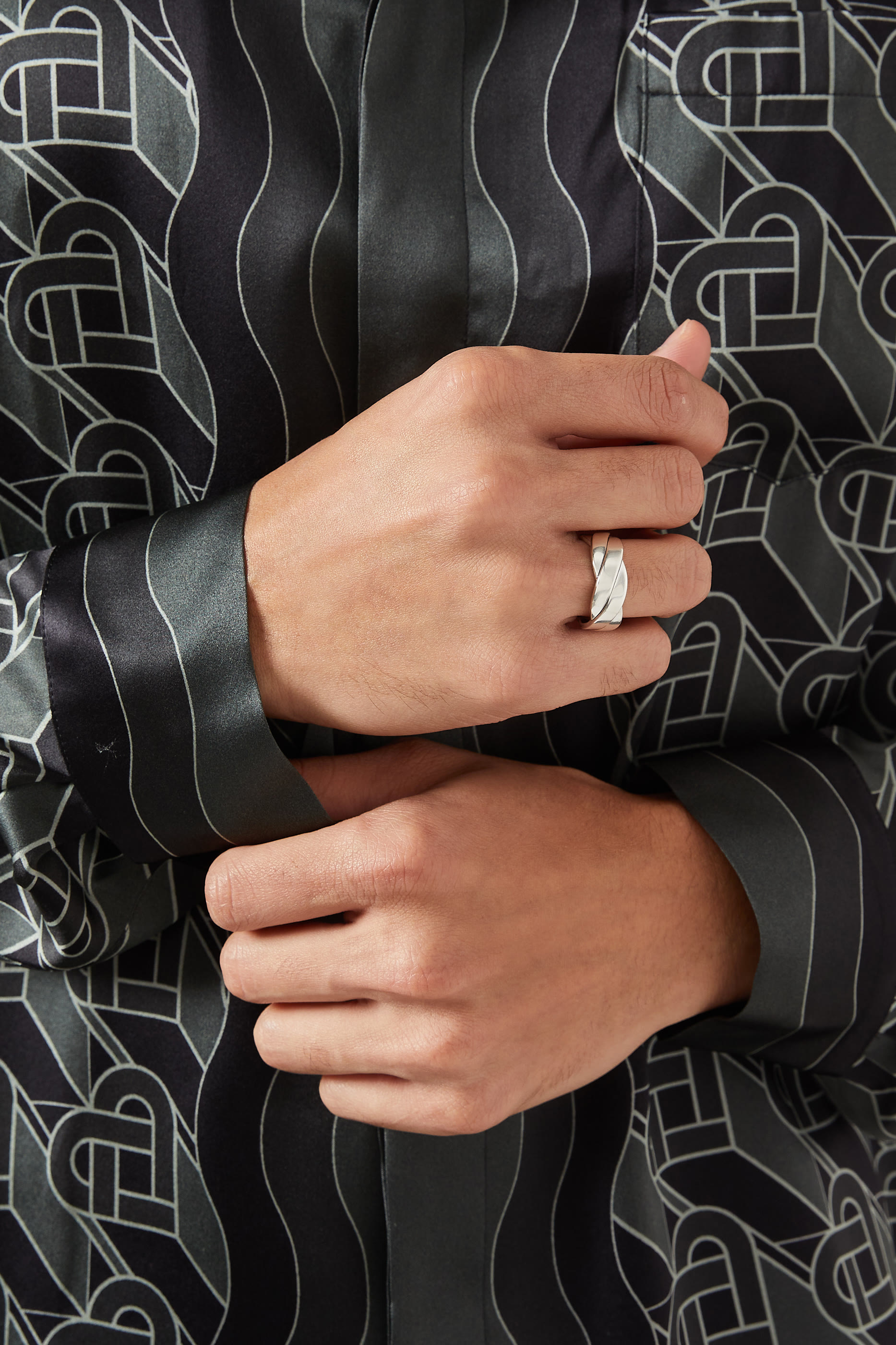 Streamline&reg; Two Row Band Ring, Sterling Silver & Diamonds