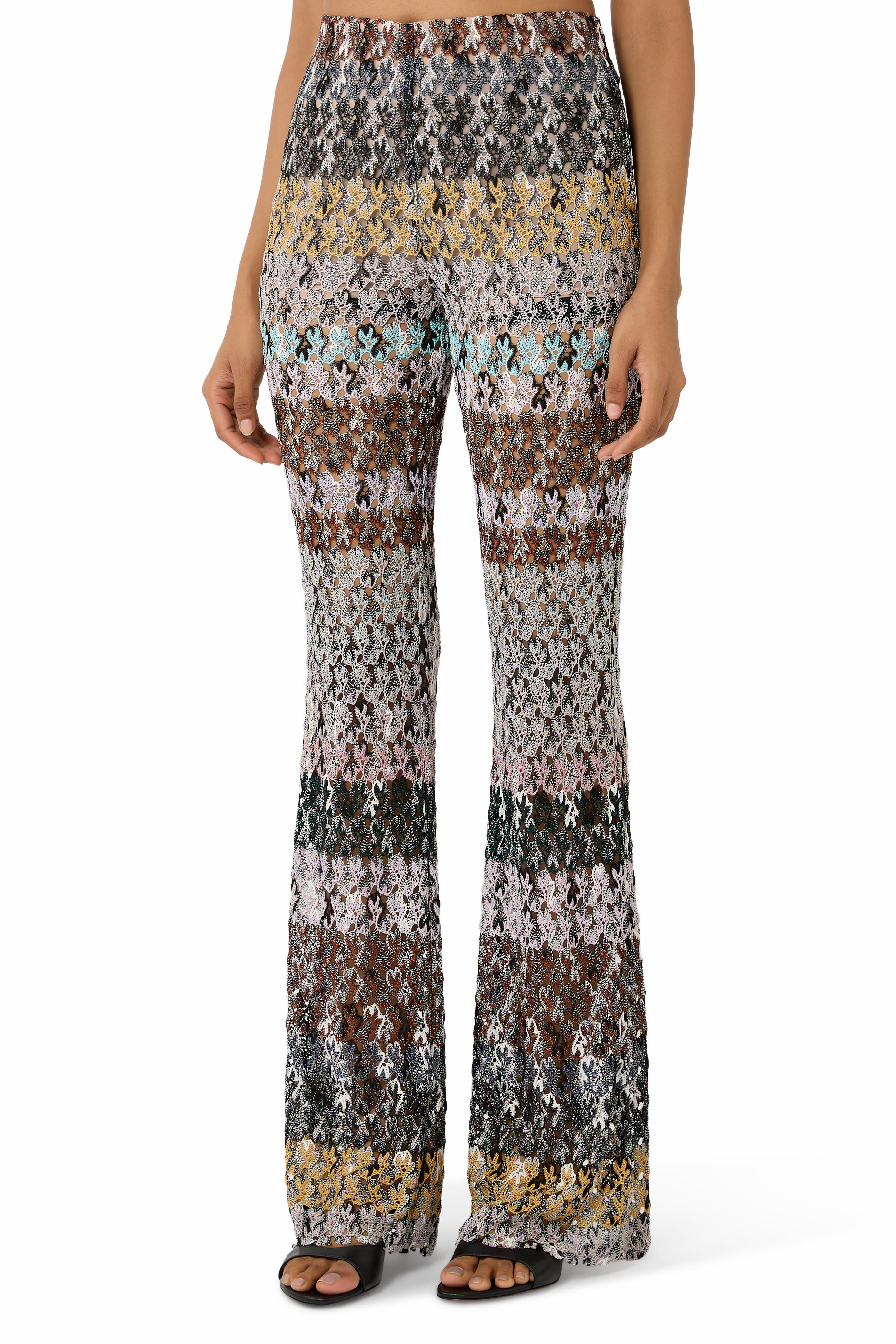 Flare Pants in Embroidered Lace