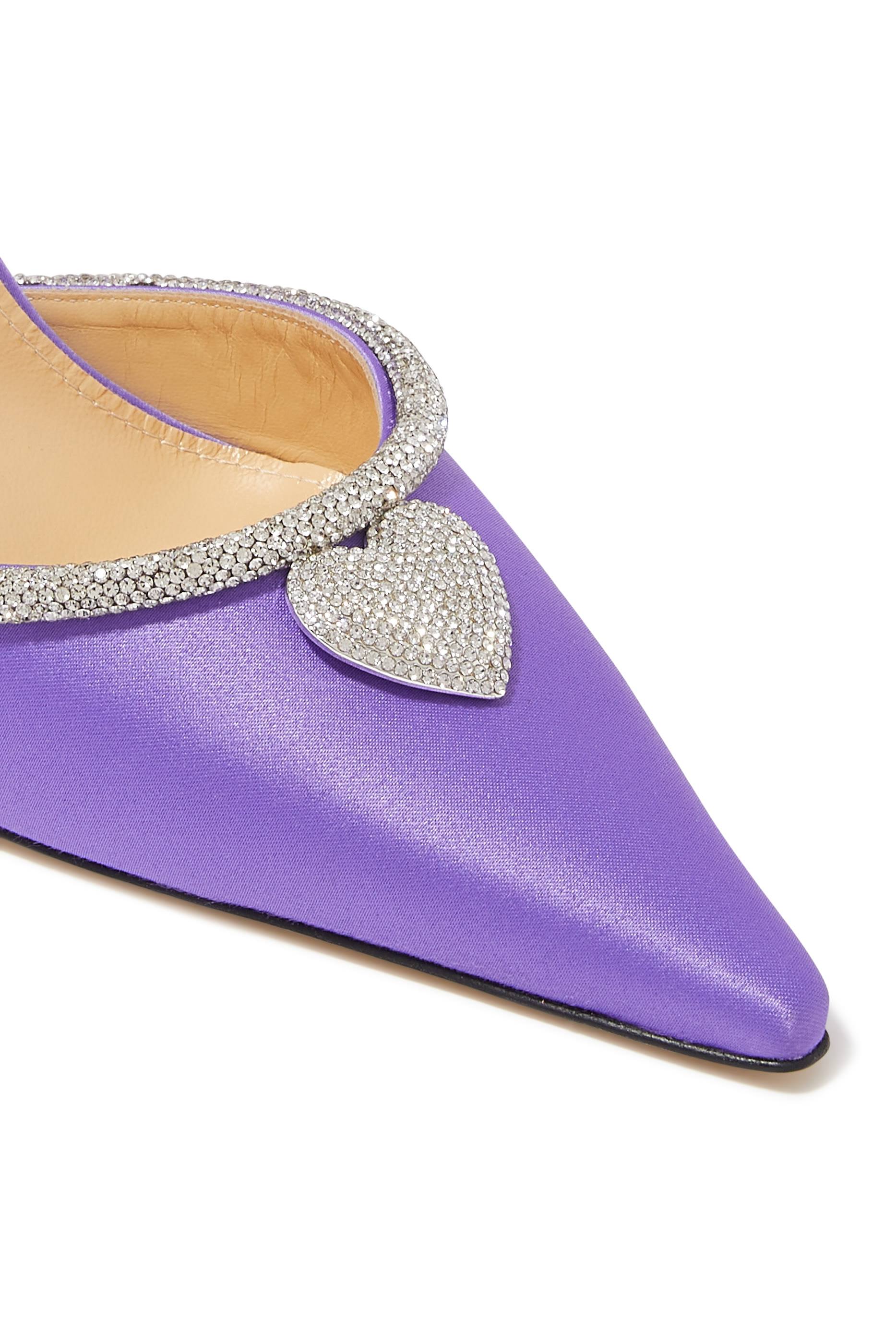 Crystal Heart 95 Satin Pumps