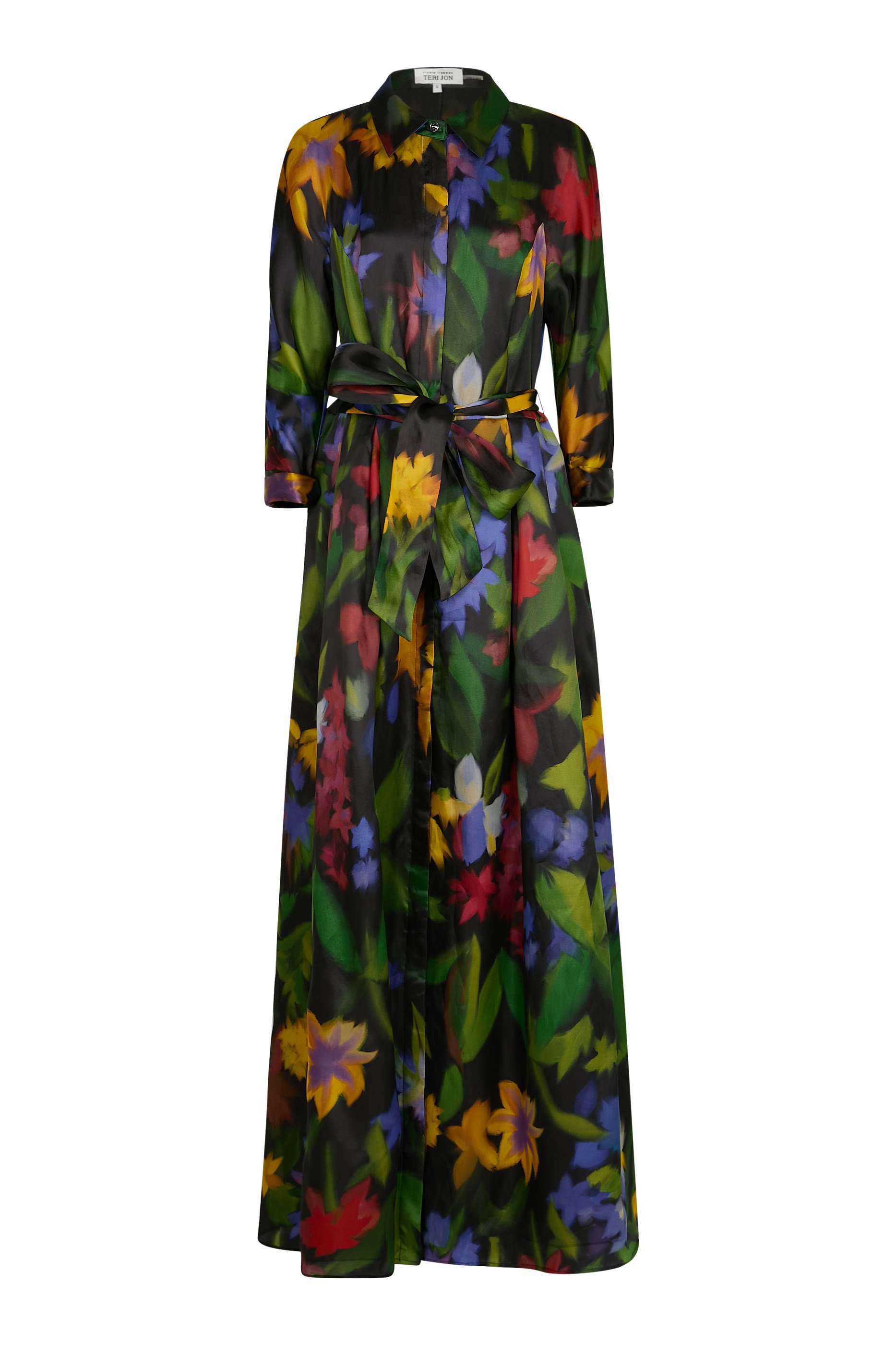 Floral Print Organza Shirt Gown