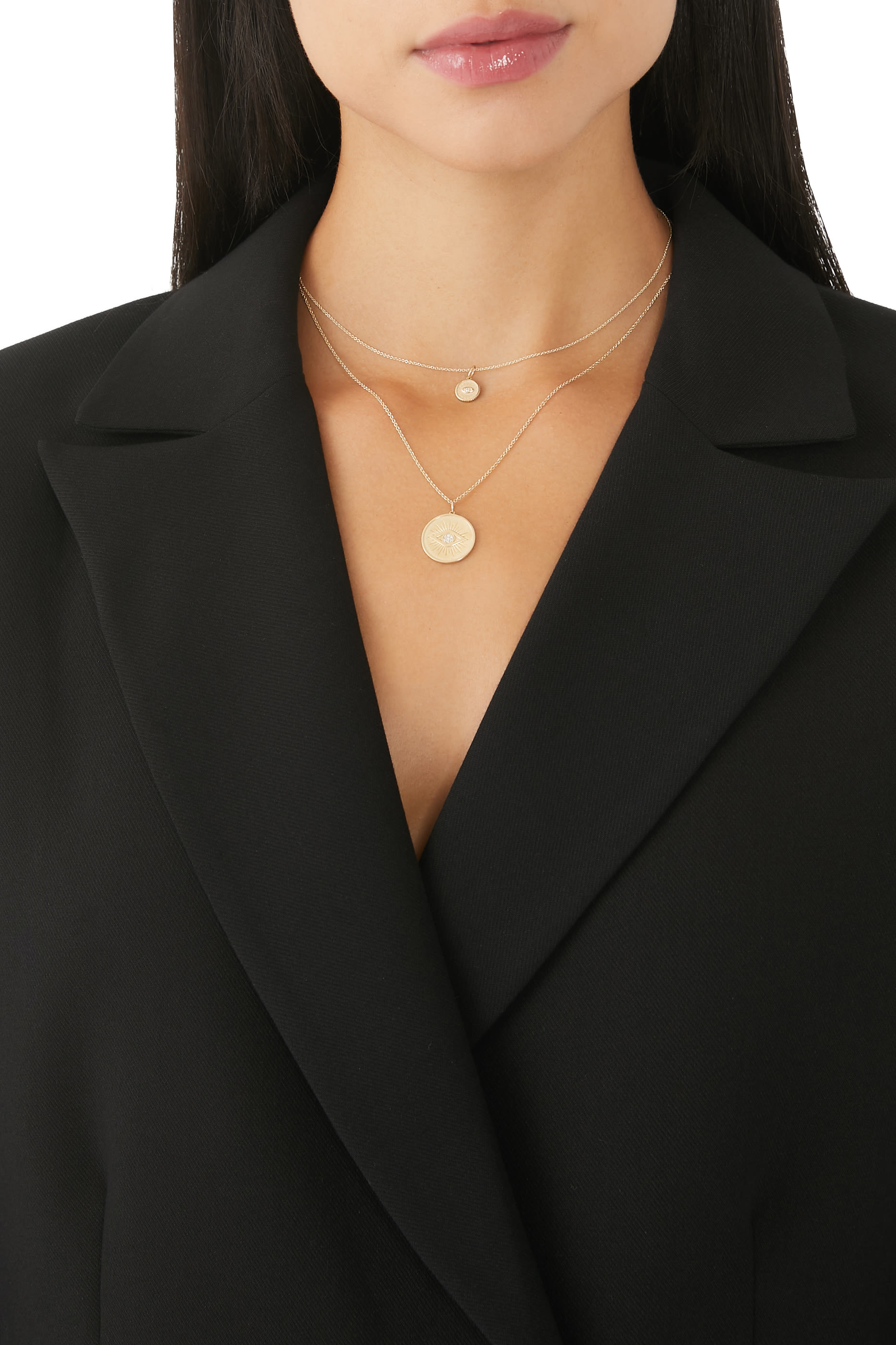 14K YG Diamond Evil Eye Coin Pendant