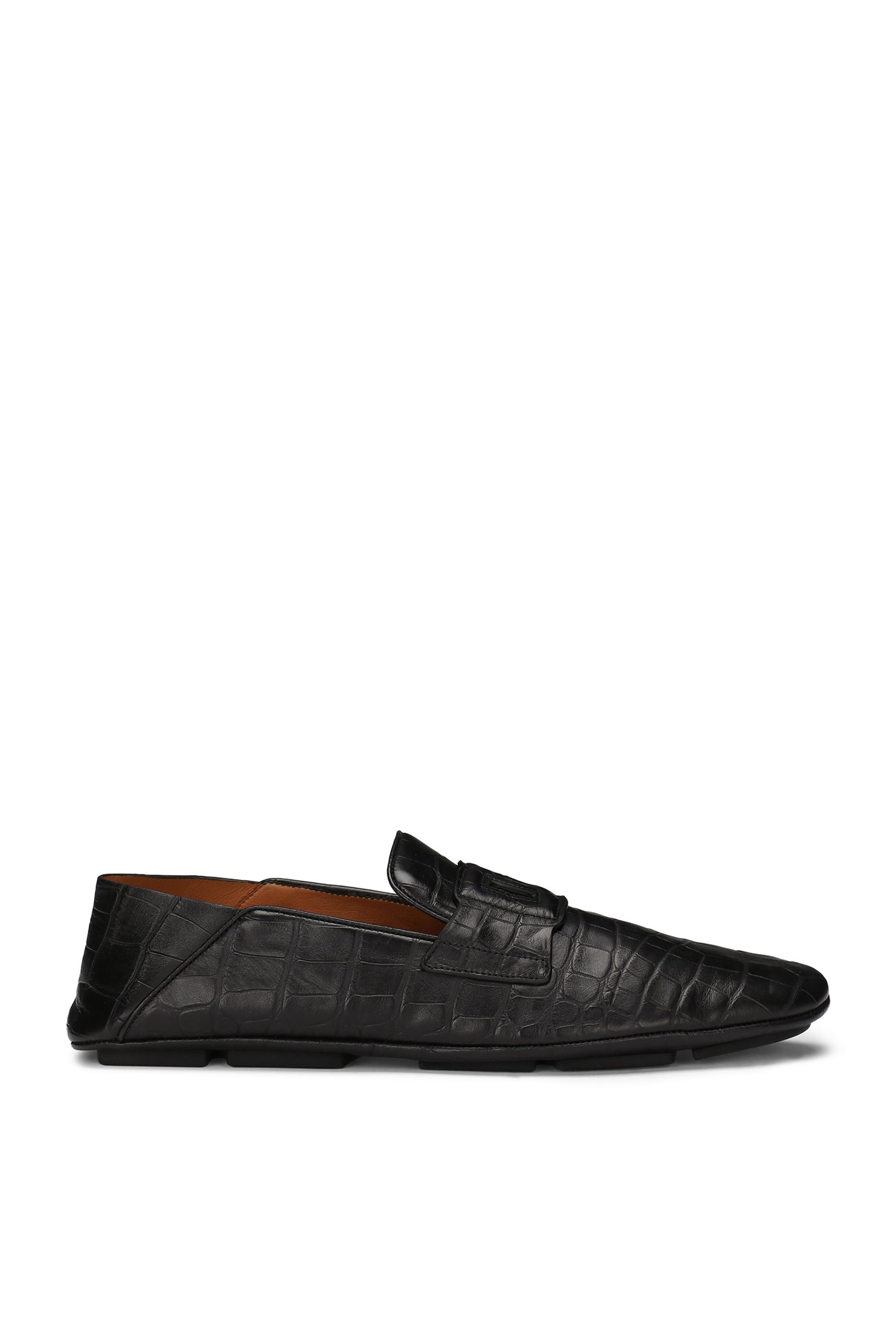 Crocodile-Print Calfskin Driver Shoes