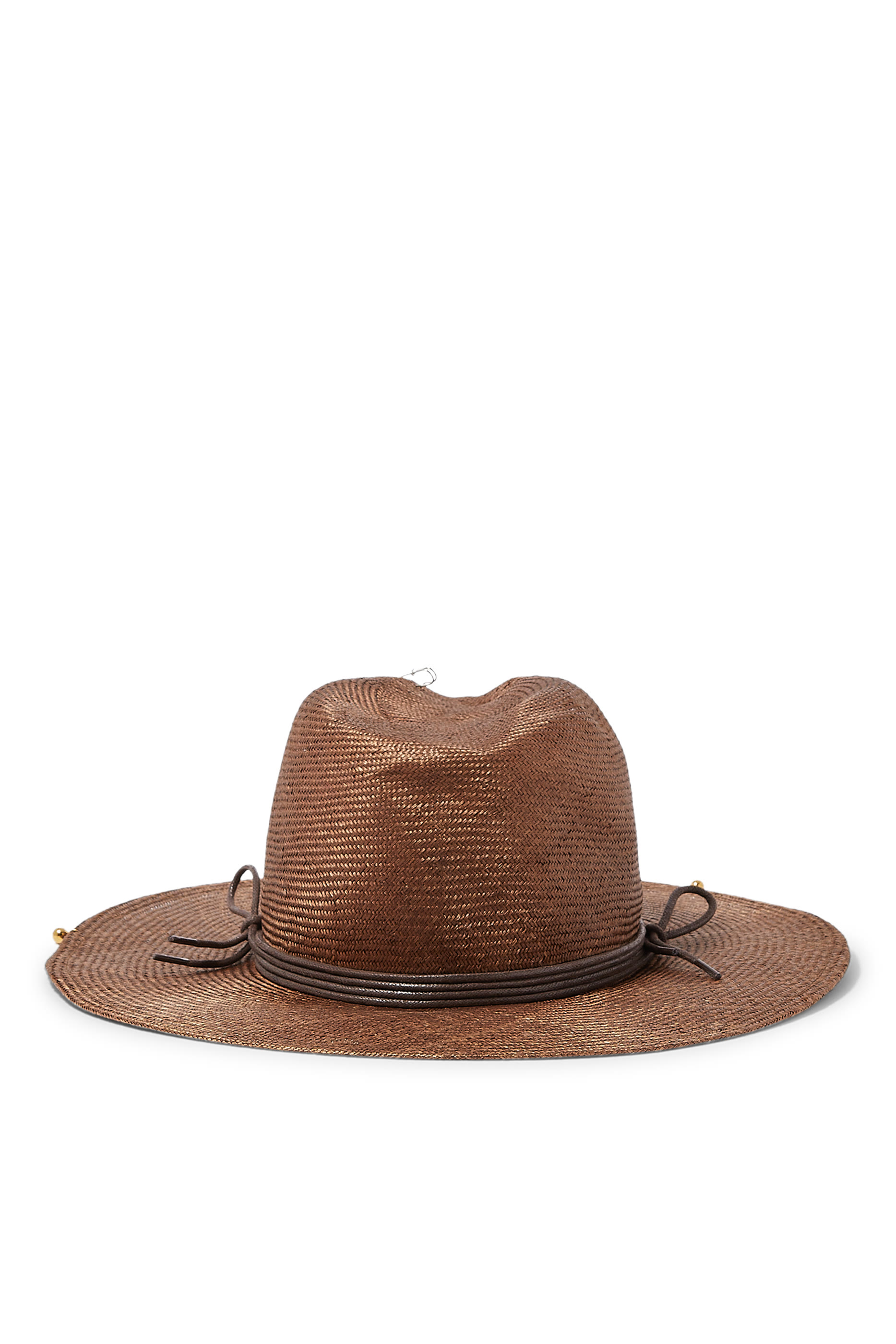 Chain Strap Straw Fedora Hat