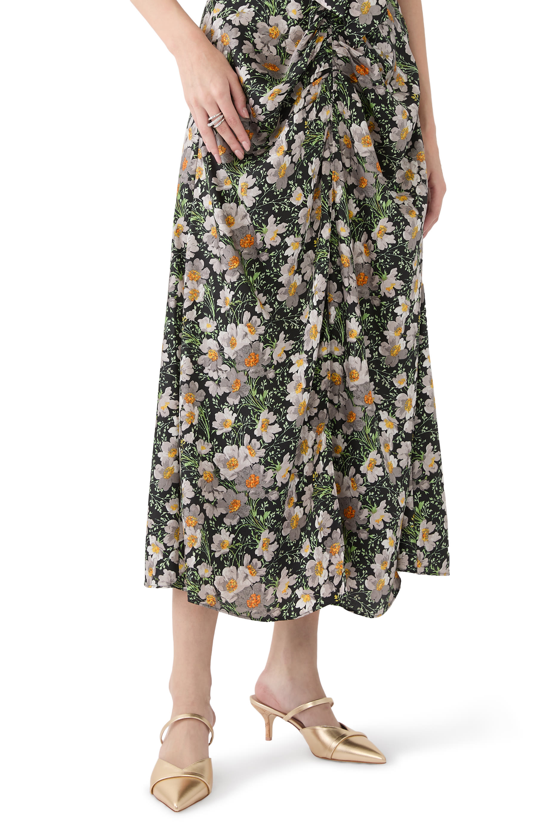 Frankie 45 Gold Leather Kitten Heels