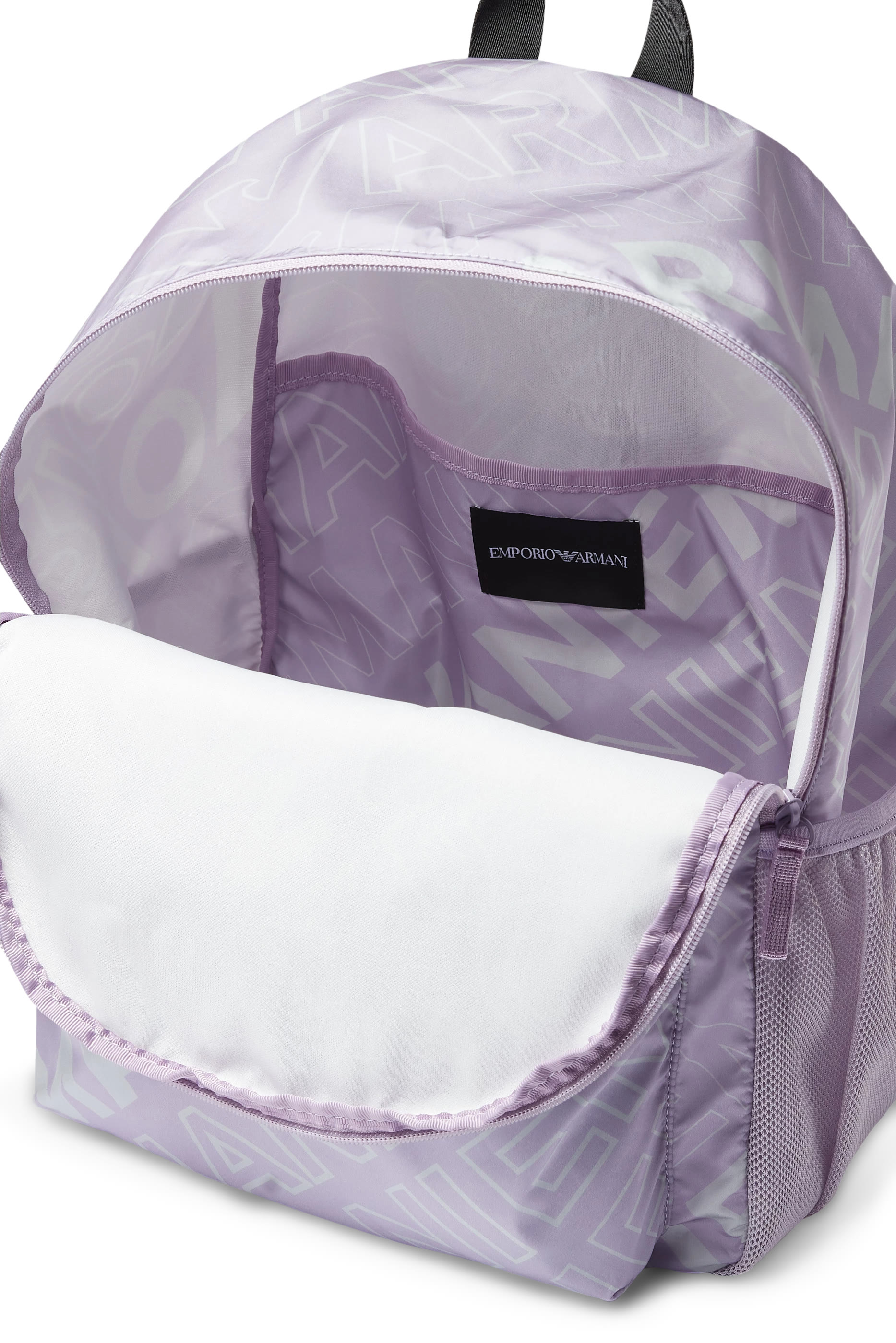 Kids Nylon Backpack with All-Over Logo Lettering Print