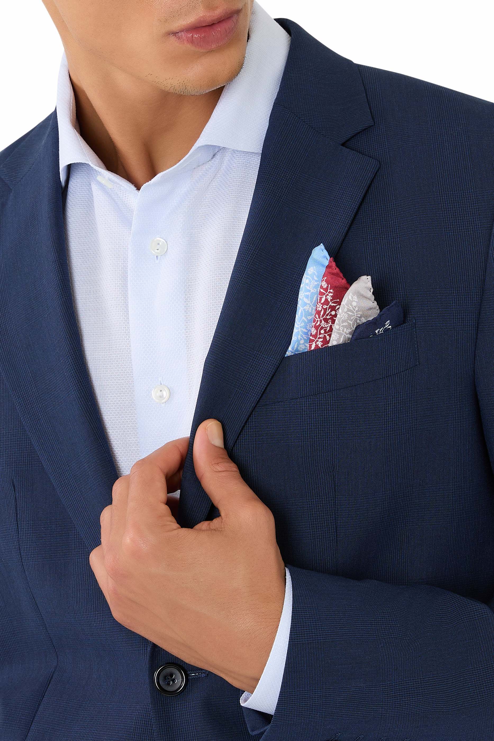 Multi Four-Sided Floral Silk Pocket Square Handkerchief