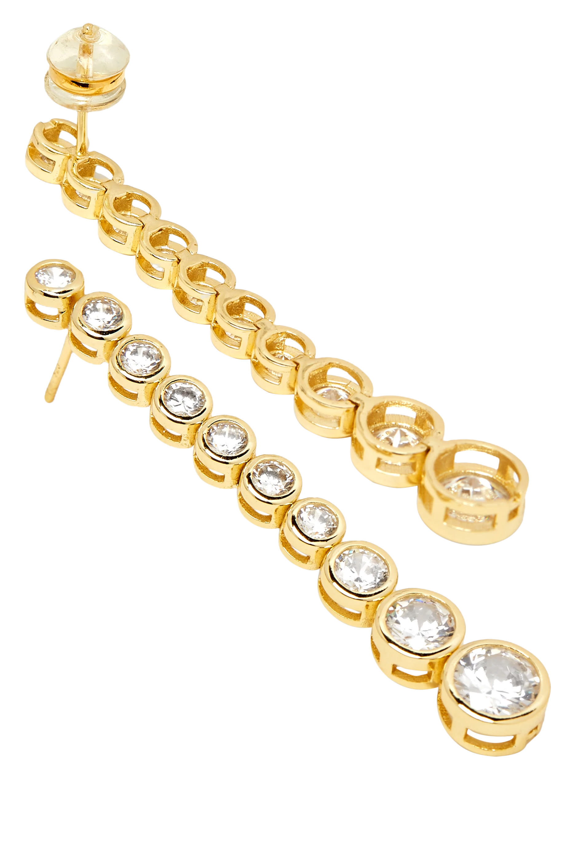 Bezel Diamond Drop Earrings, 14k Vermeil on Sterling Silver & AAAA+ grade Cubic Zirconia