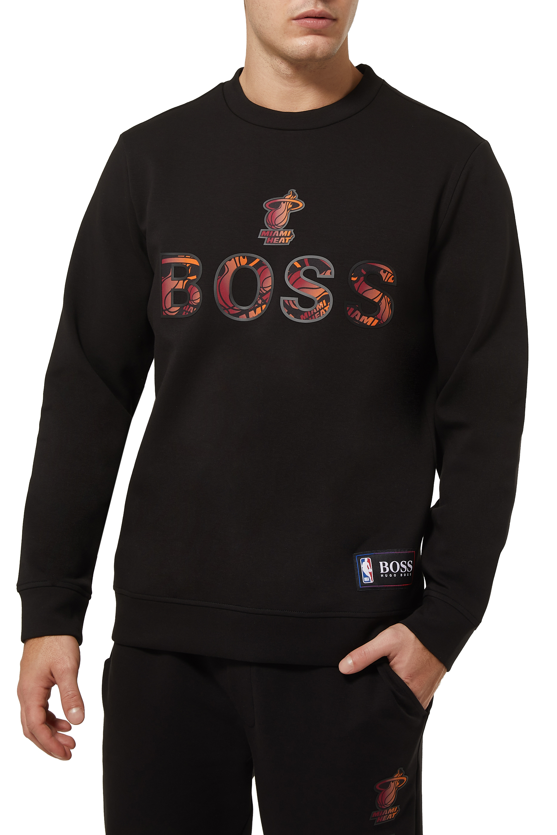NEW Hugo Boss Men's BOSS NBA Miami Heat Cotton-Blend Hoodie - Grey - XXL