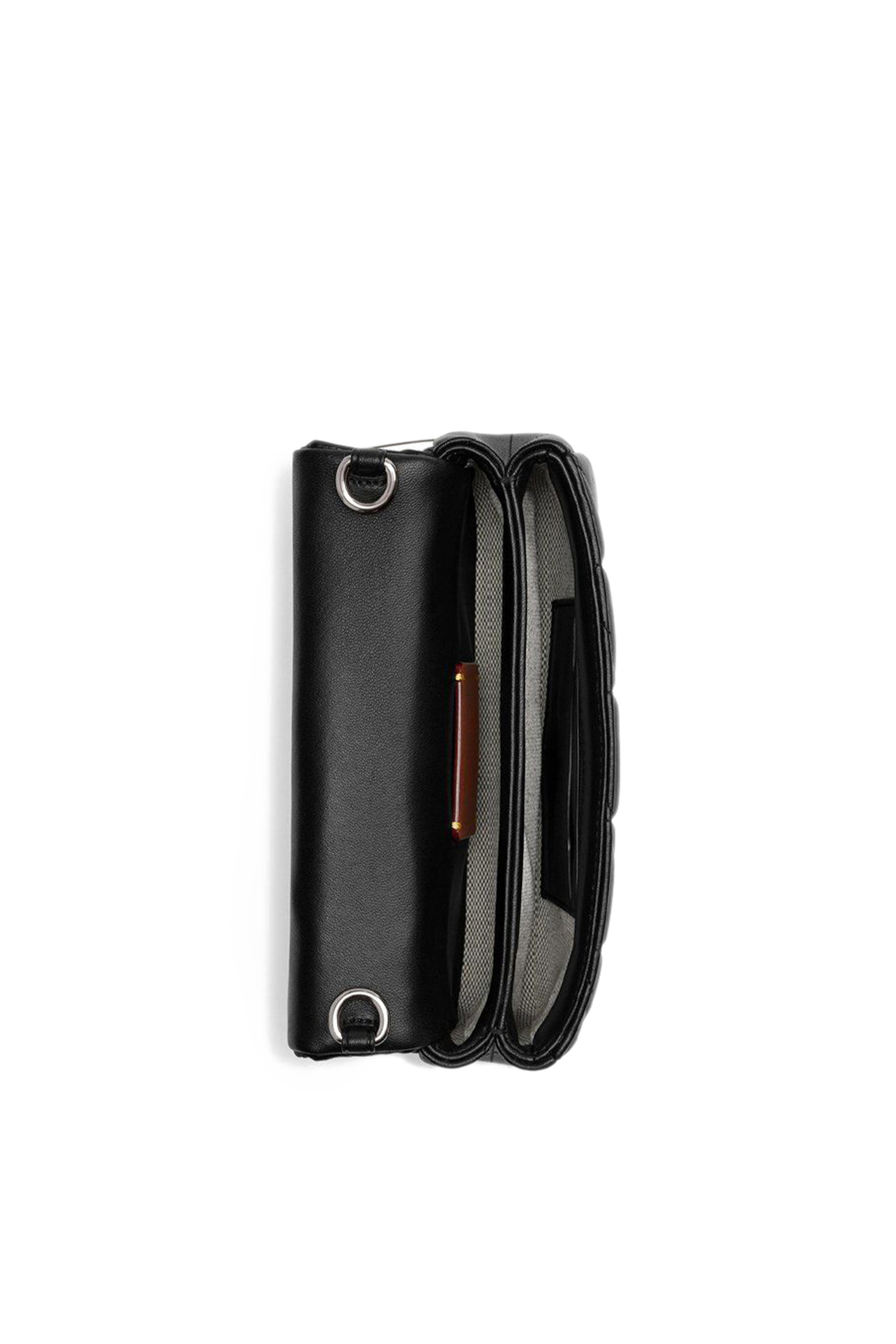 Quilted Pillow Leather Tabby Wristlet With Chain