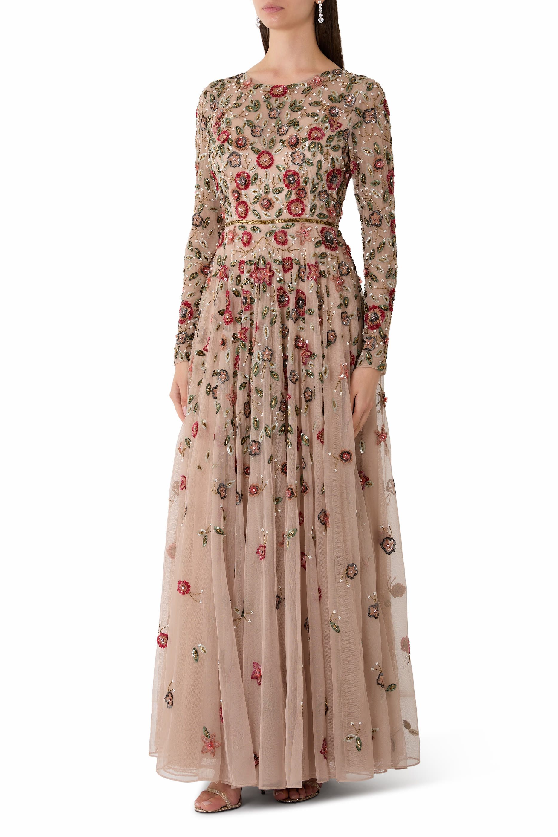 Antique Floral Embellished Gown