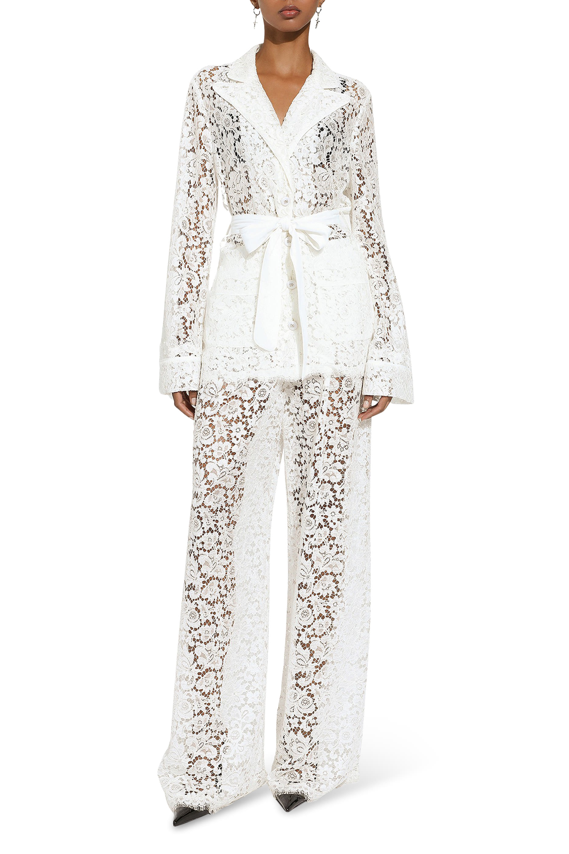 Flared Floral Cordonetto Lace Pants