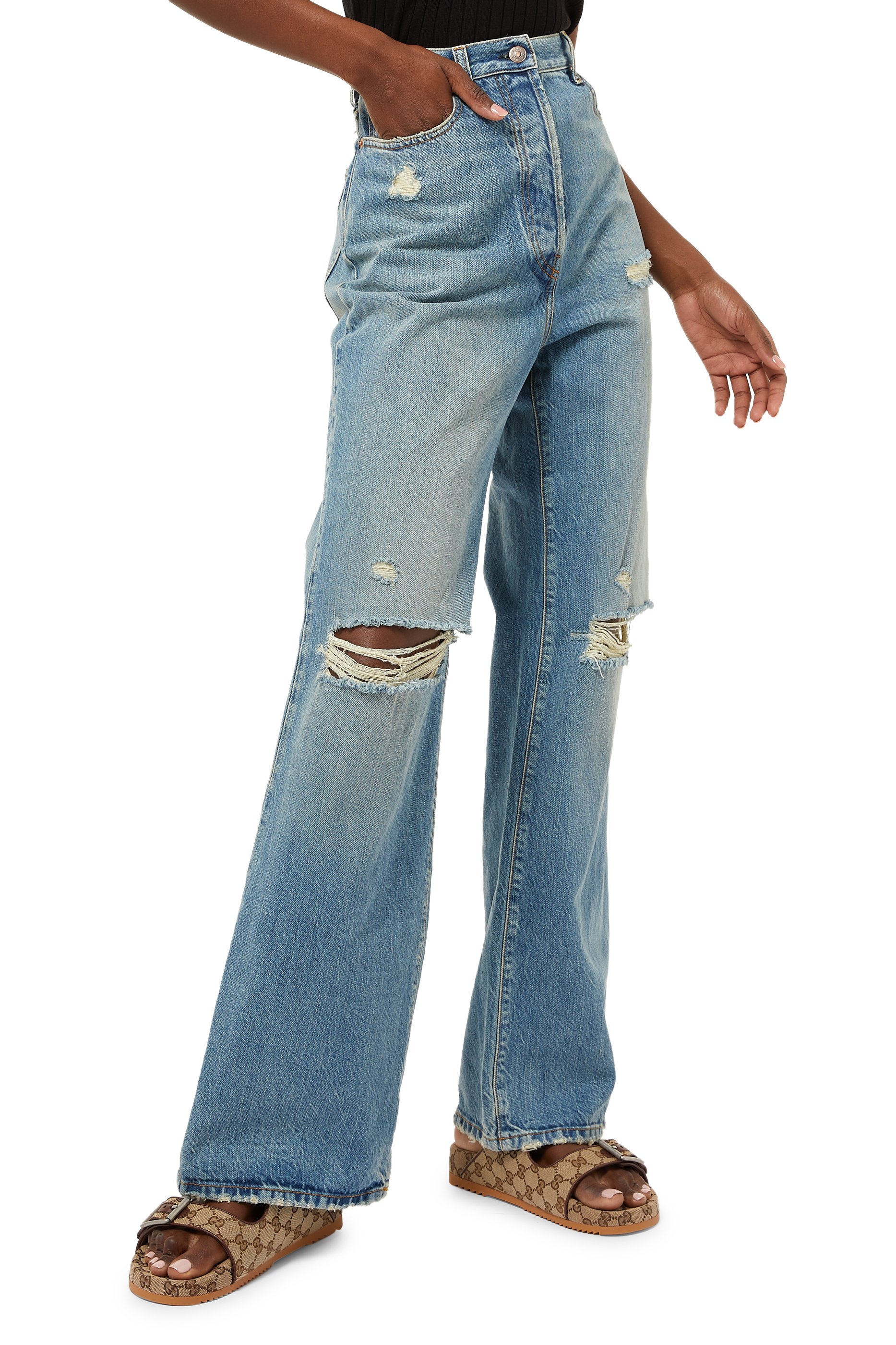 Ripped Eco Washed Organic Denim Pant