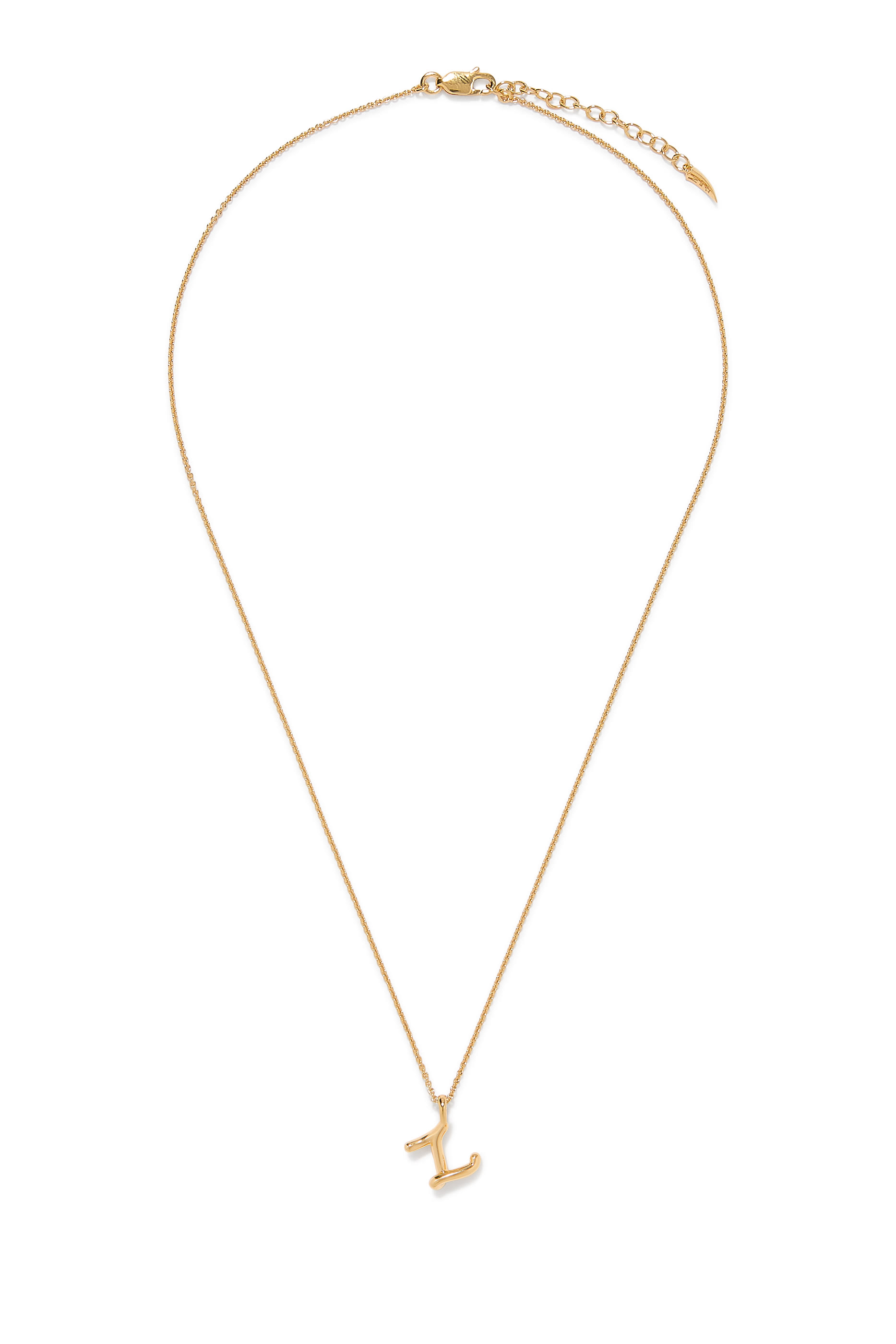 Curly Molten Mini Initial Necklace - Z, 18k Recycled Gold Vermeil on Recycled Sterling Silver