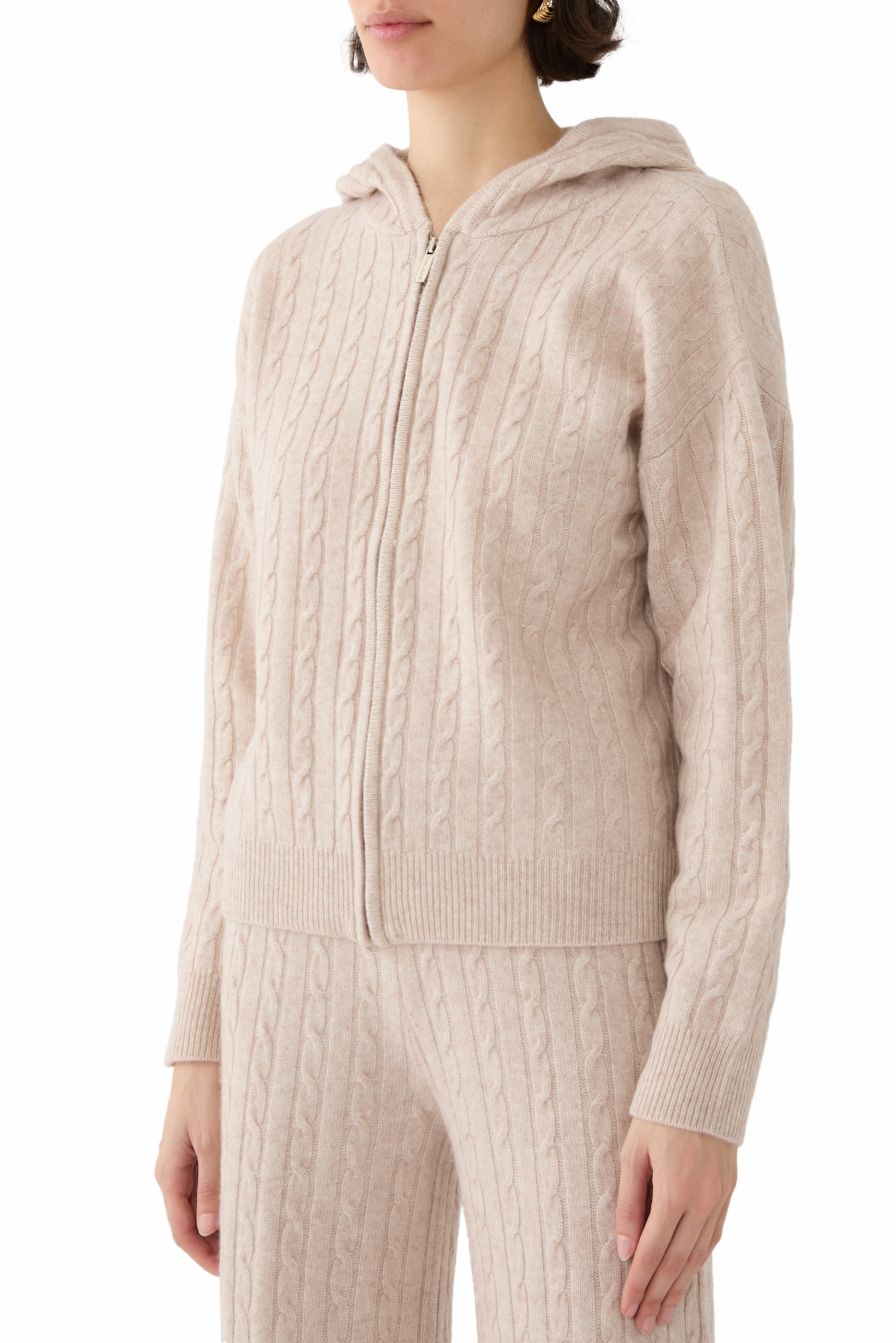 Cable-Knit Zip-Up Cardigan