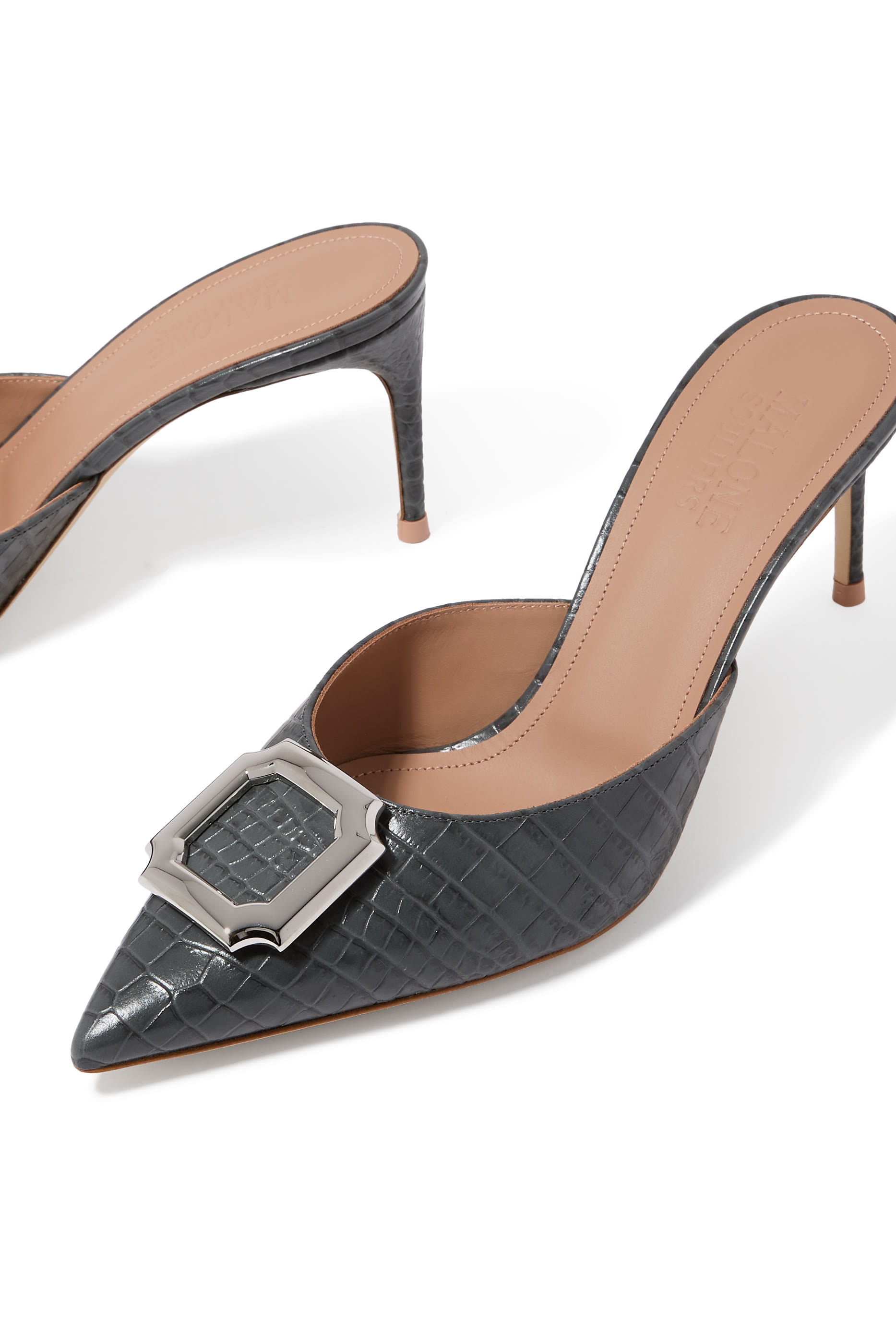 Mona Pointed Toe Metallic Mules