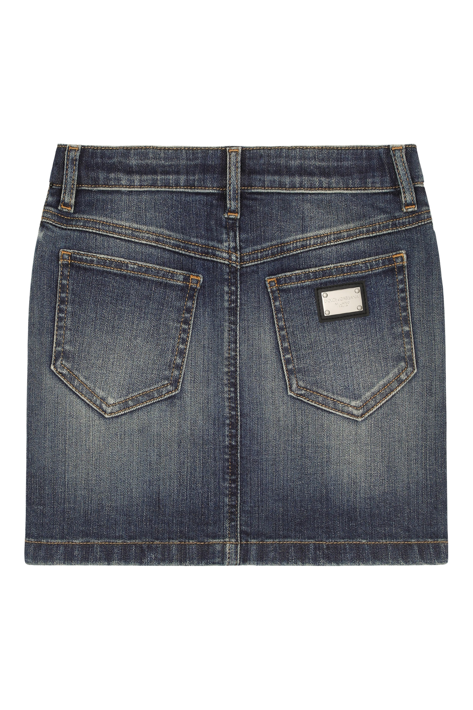 Kids Short Denim Skirt with Floral Print