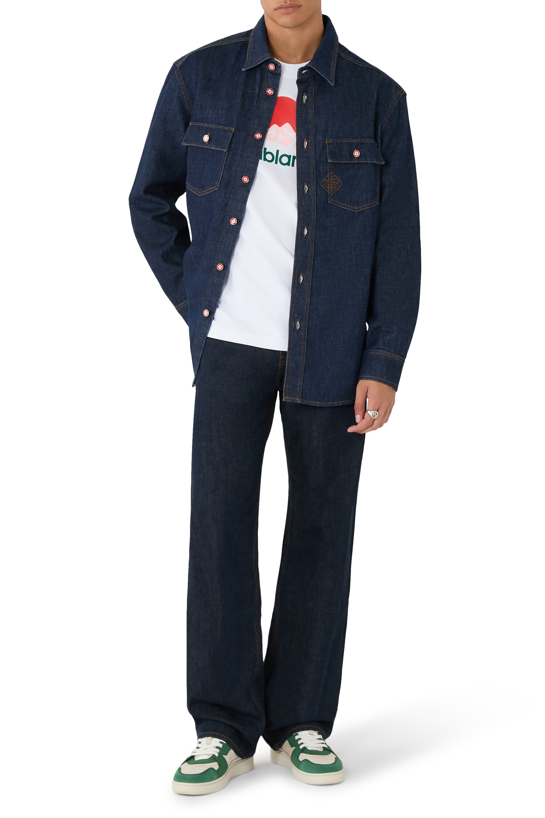 Logo Embroidery Denim Shirt