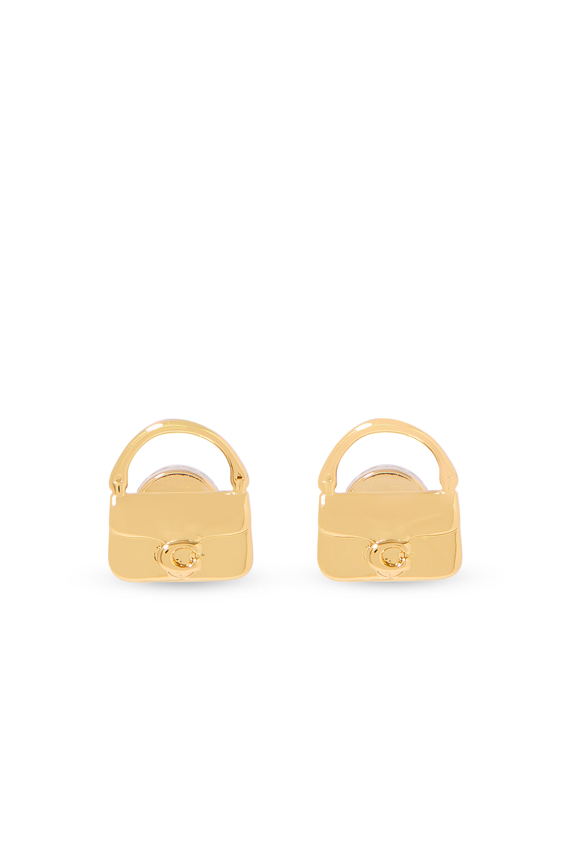 Mini Handbag Charm Stud Earrings, Plated Brass & Cubic Zirconia