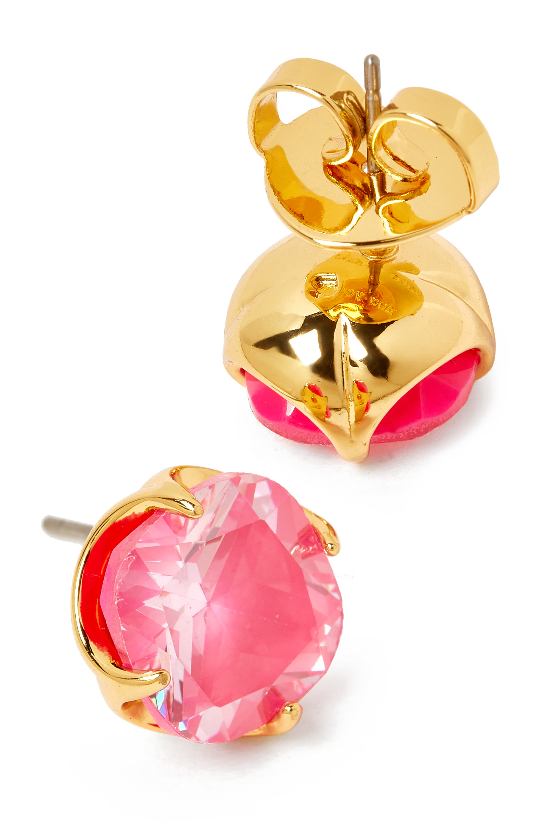 Pop of Joy 10mm Spade Flower Studs, Plated Metal & Cubic Zirconia, Enamel, Titanium Posts